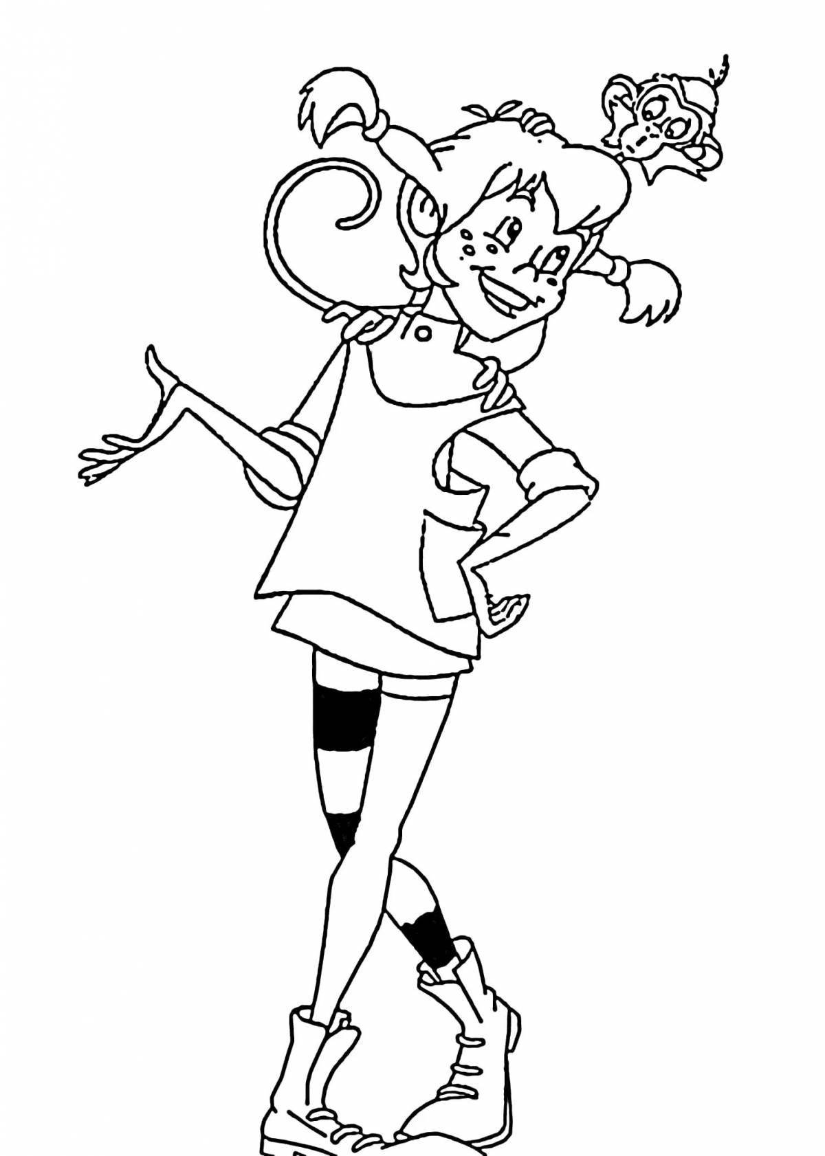 Animated pippi play time coloring page