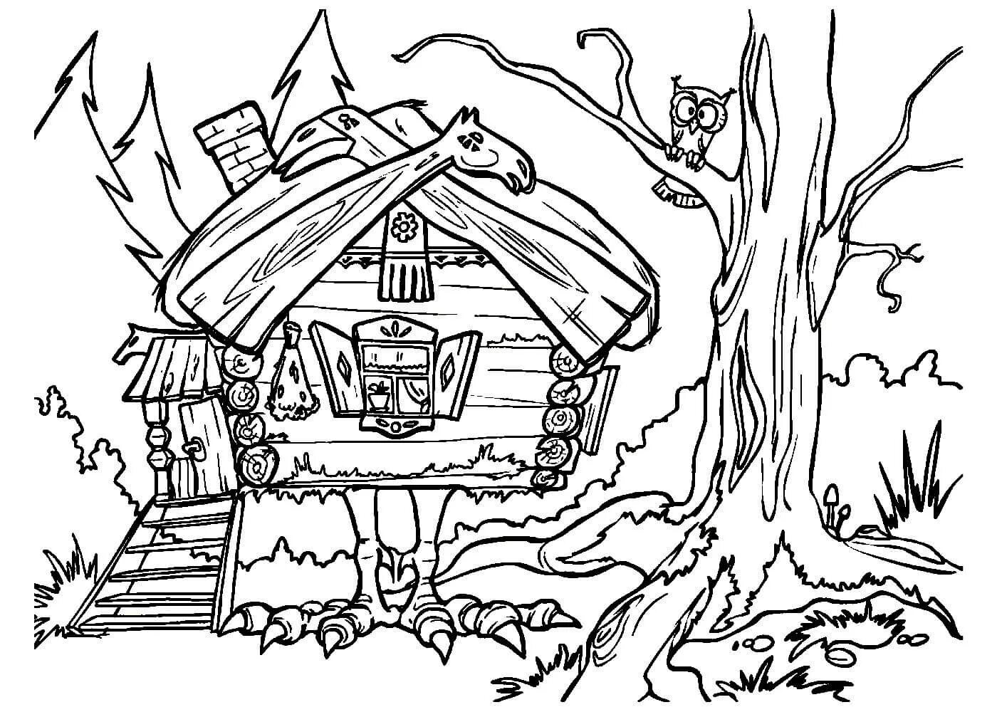 Coloring page baba yaga's spectacular house