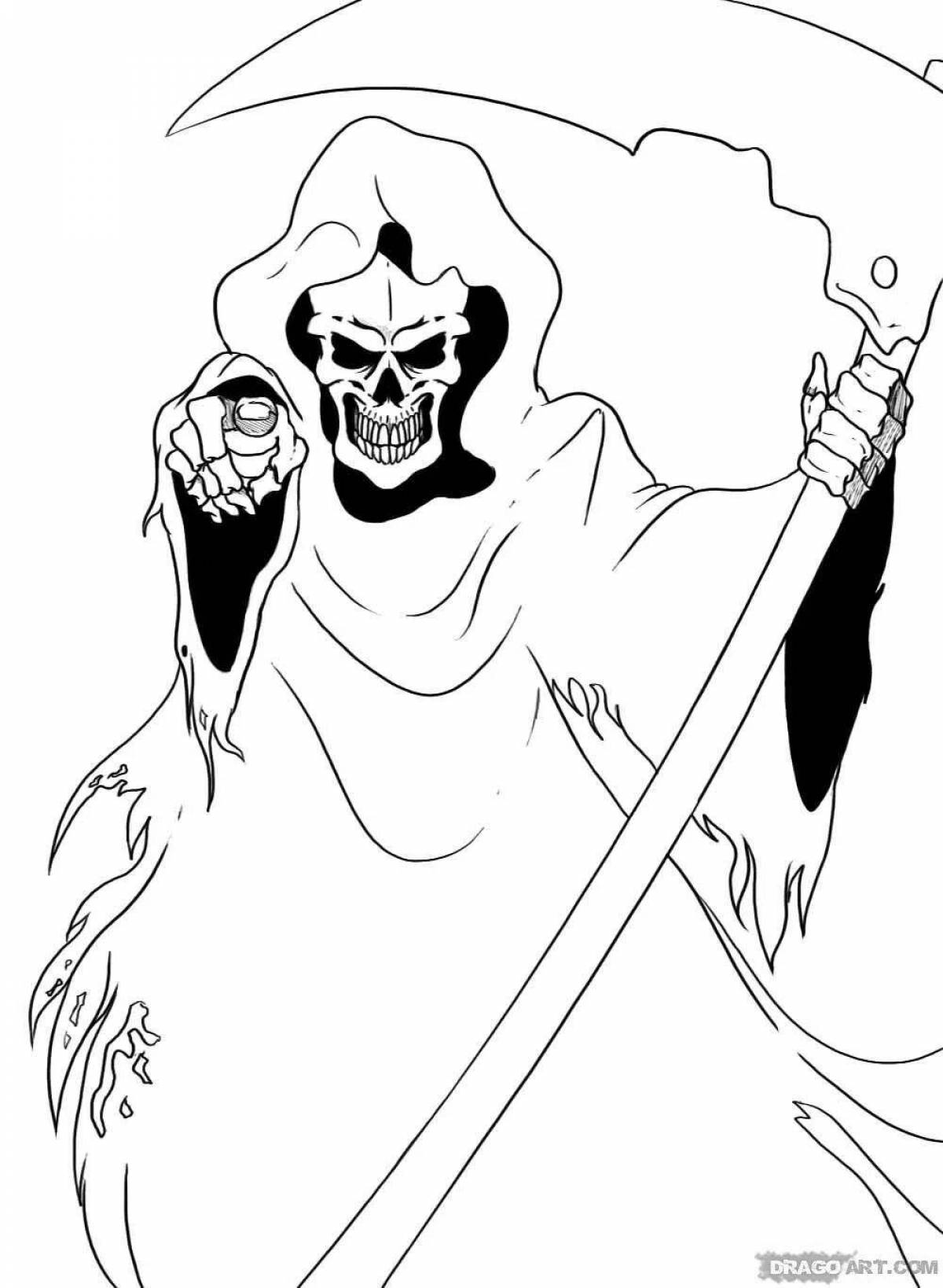 Creepy grim reaper coloring book