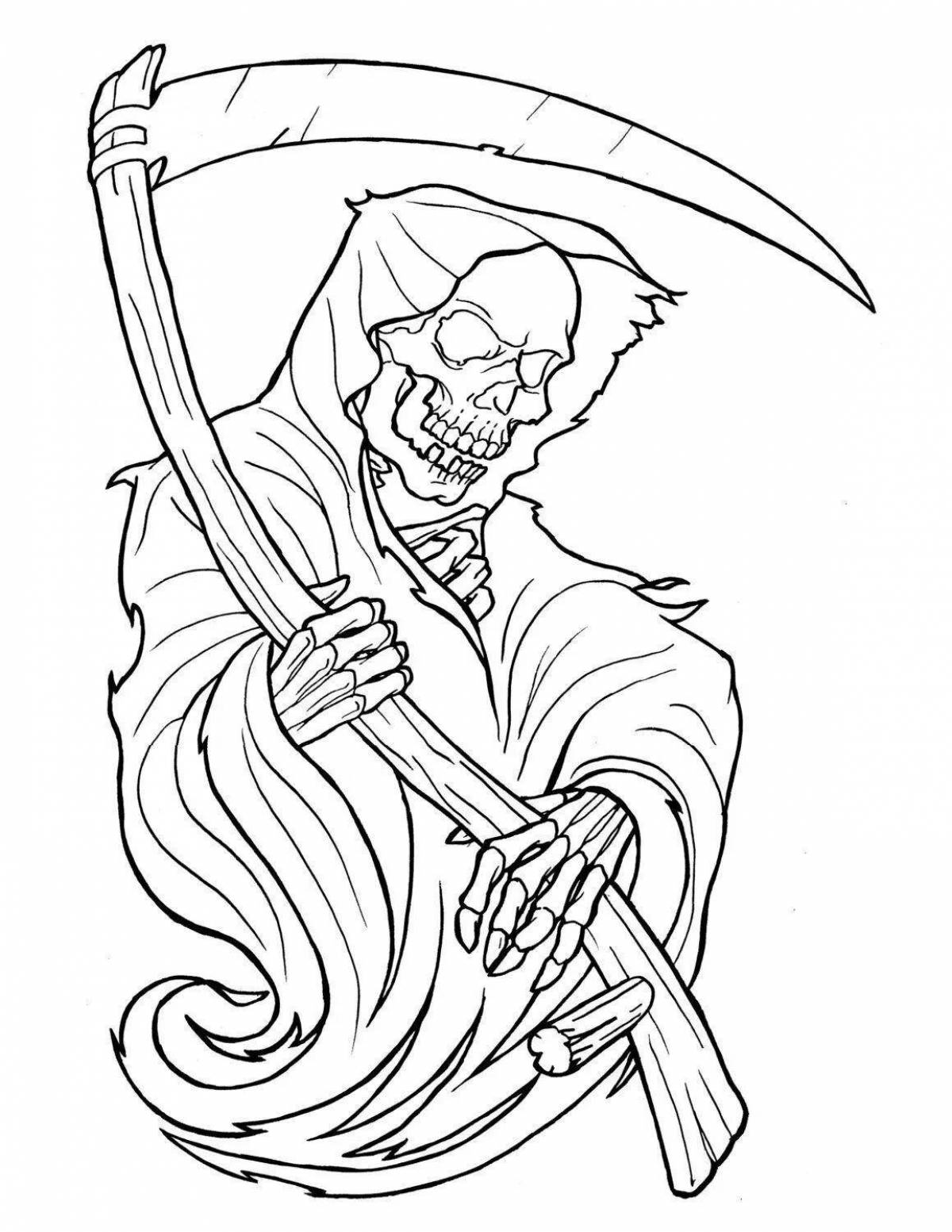 Grotesque grim reaper coloring book