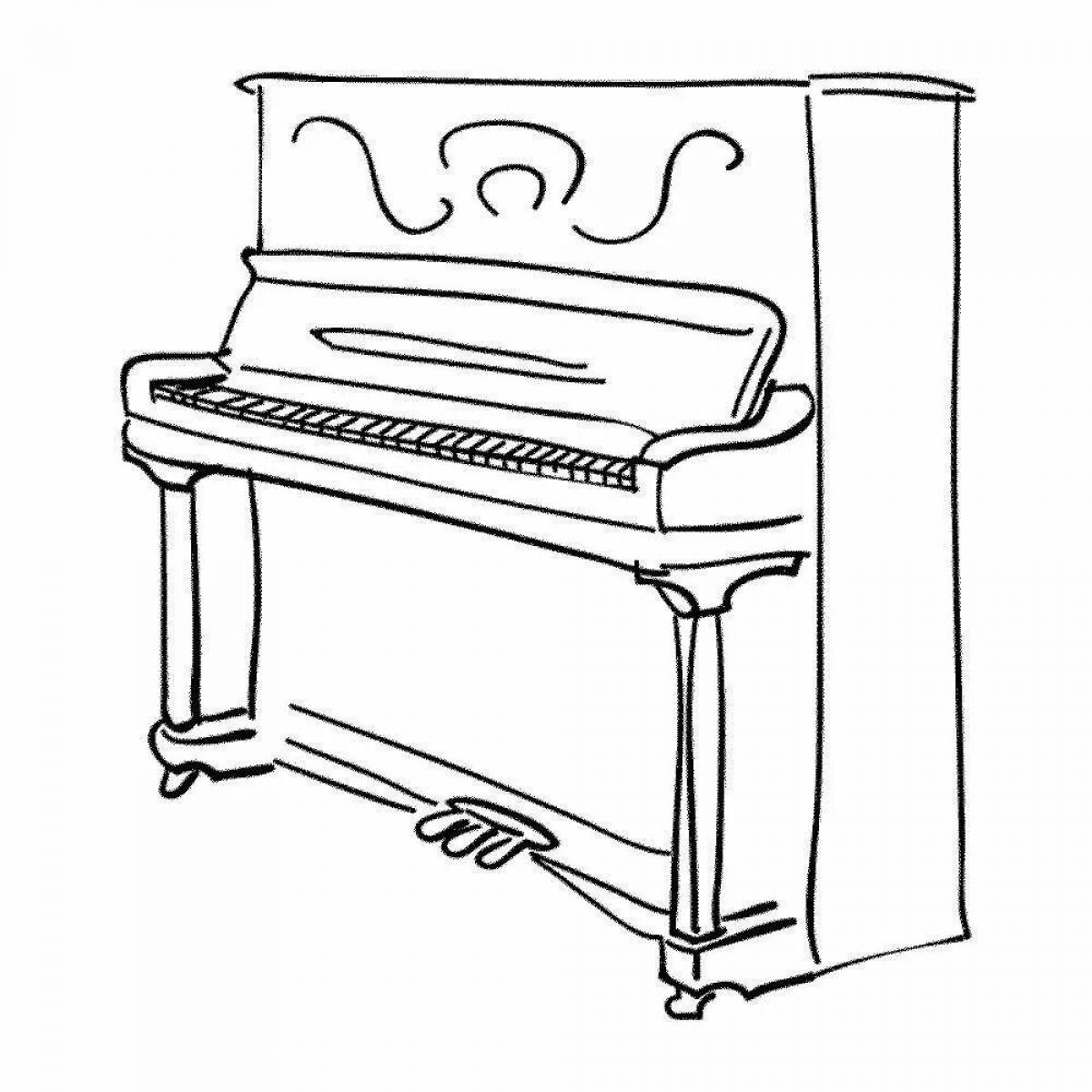 Радостная страница раскраски фортепиано для детей