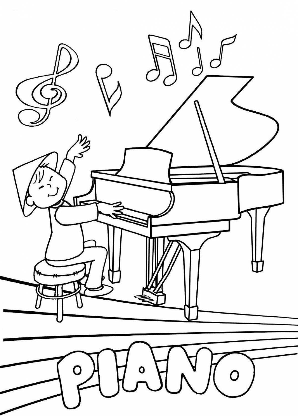 Fun piano coloring for kids