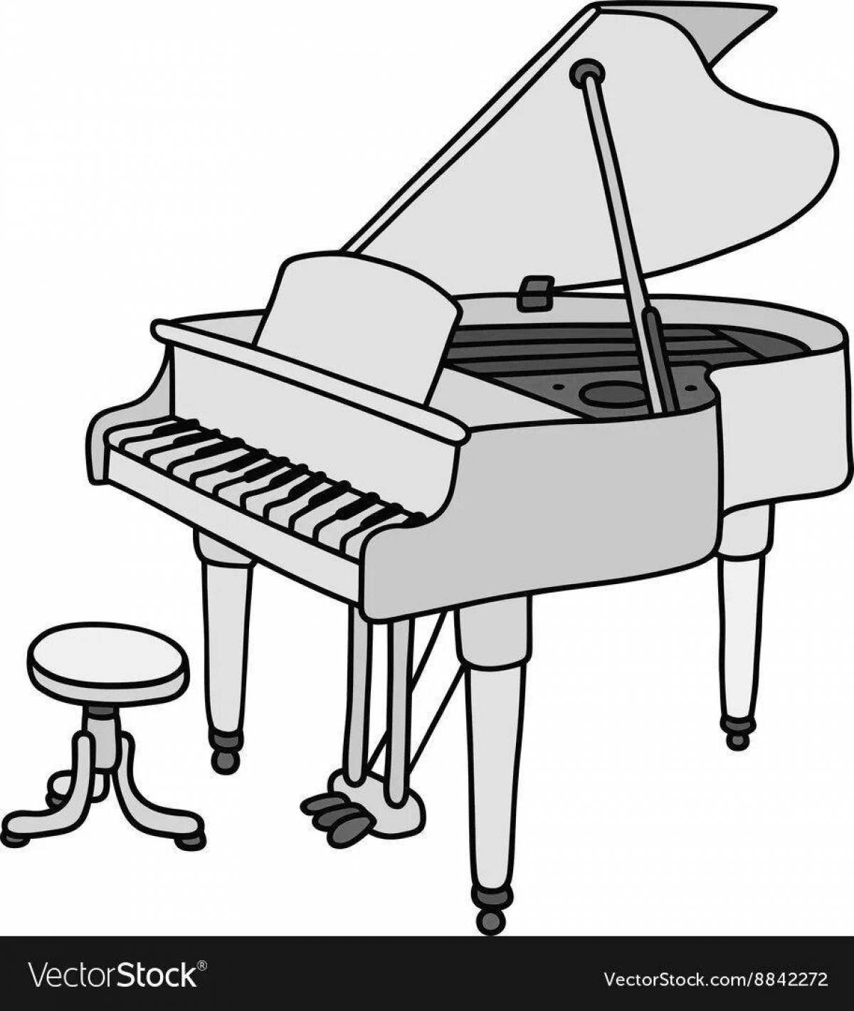 Веселая страница раскраски фортепиано для детей
