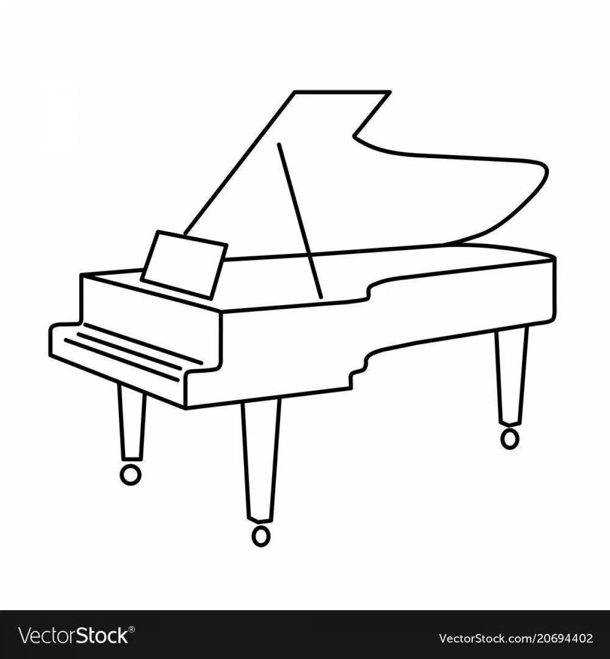 Colored piano coloring page for kids