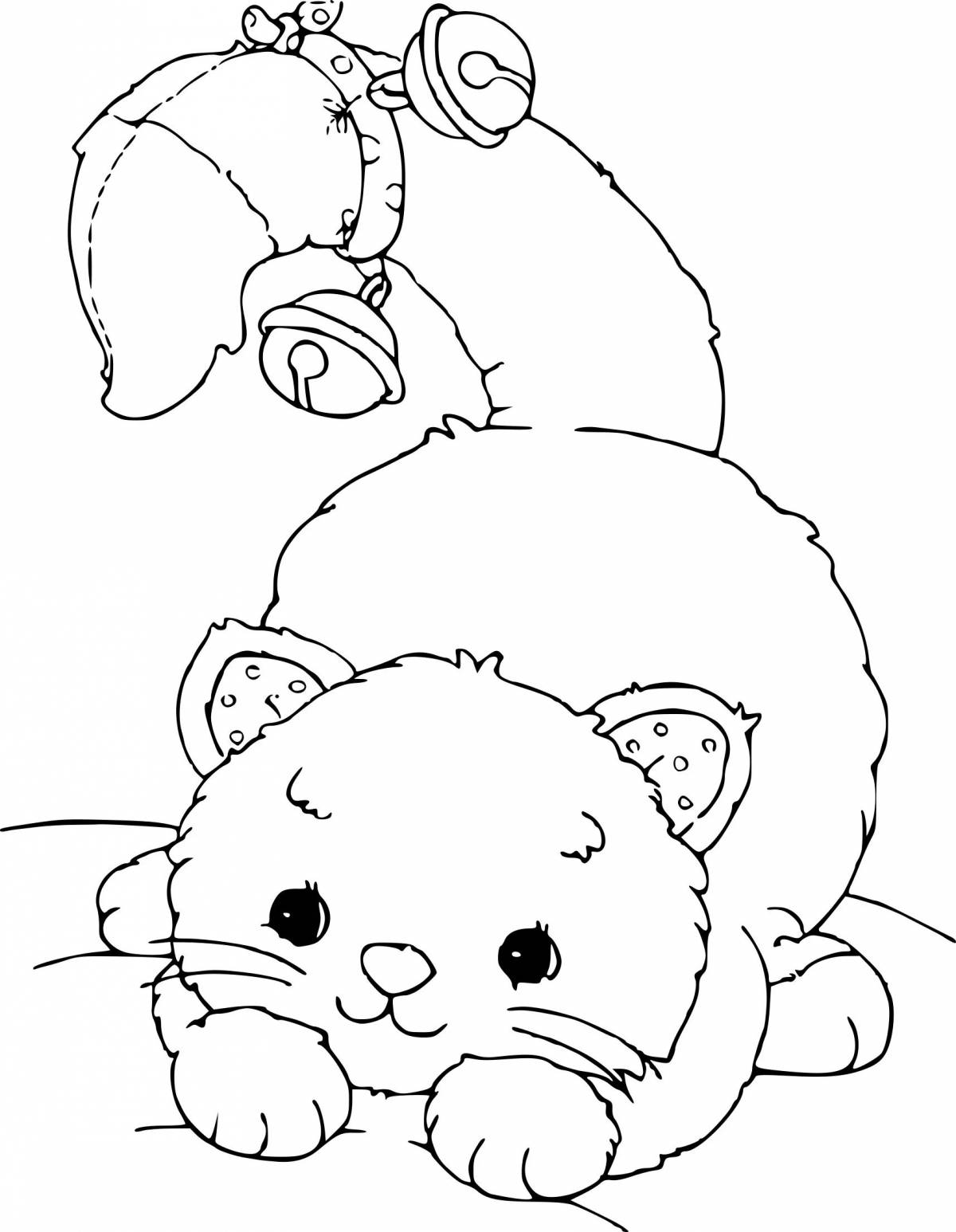 Photo Cute cat bun coloring page