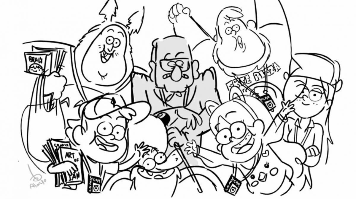 Playful gravity falls sous coloring page