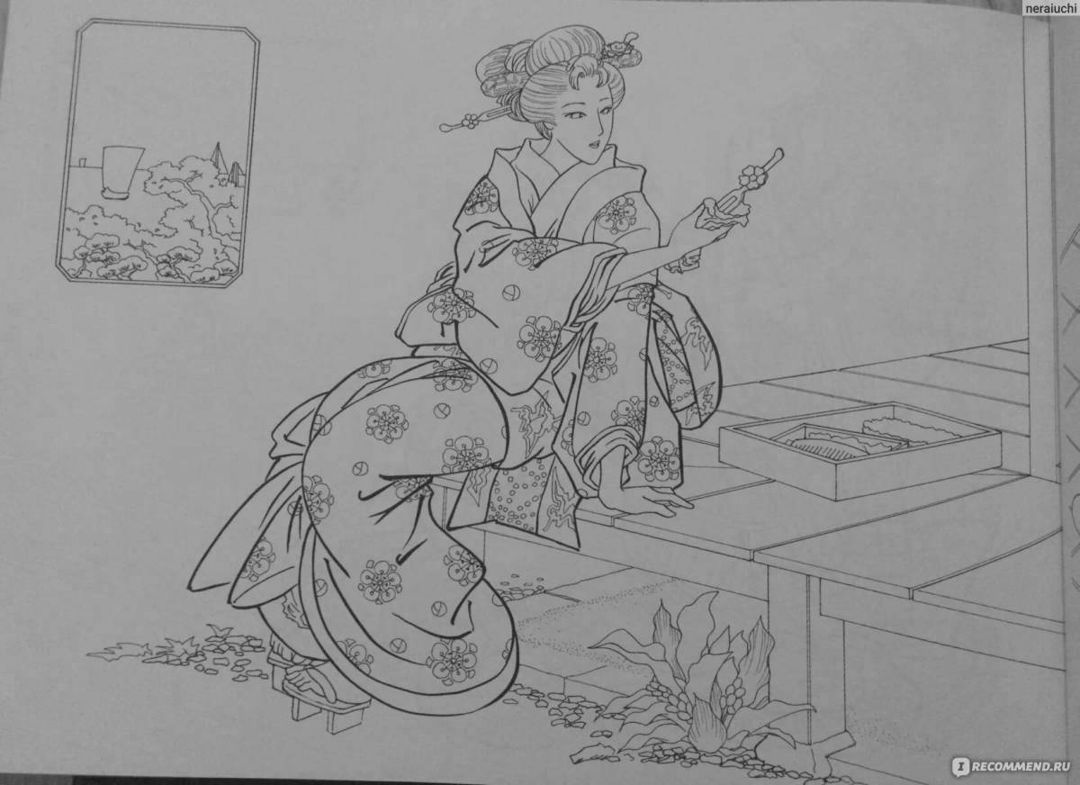 Photo Exquisite ancient japan coloring book