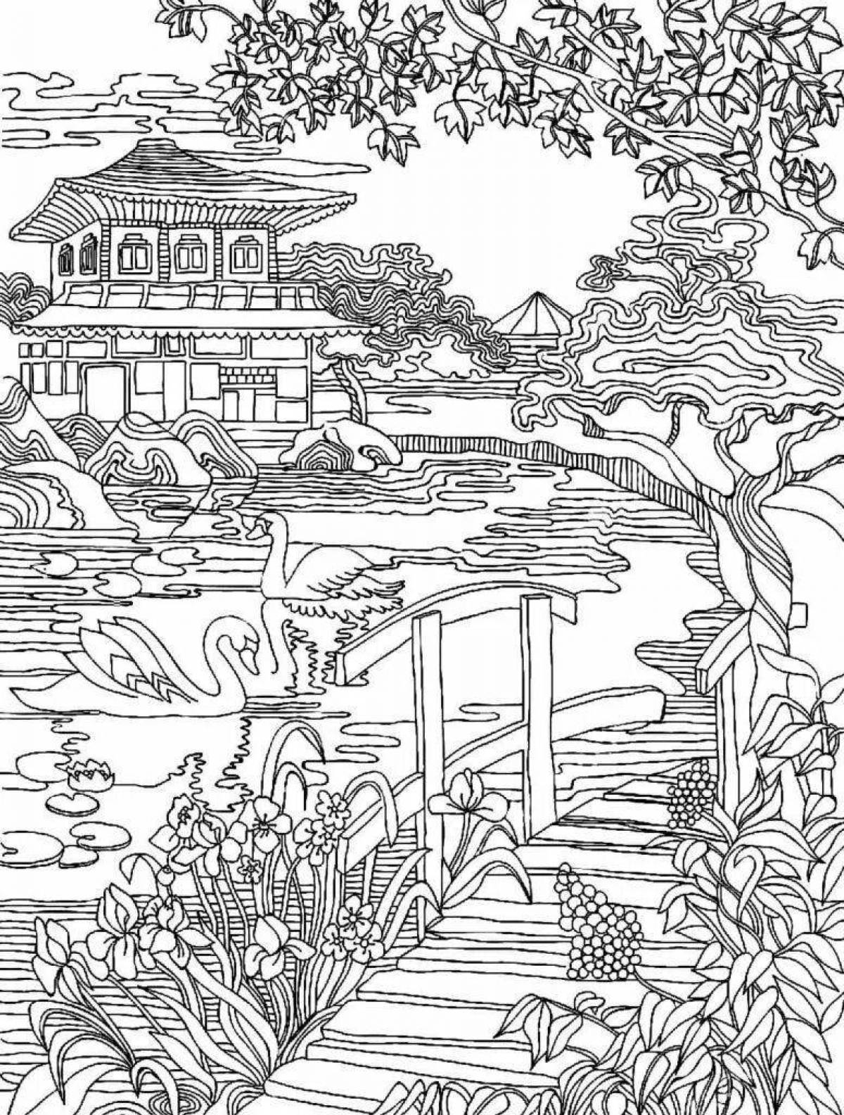 Delightful ancient japan coloring book