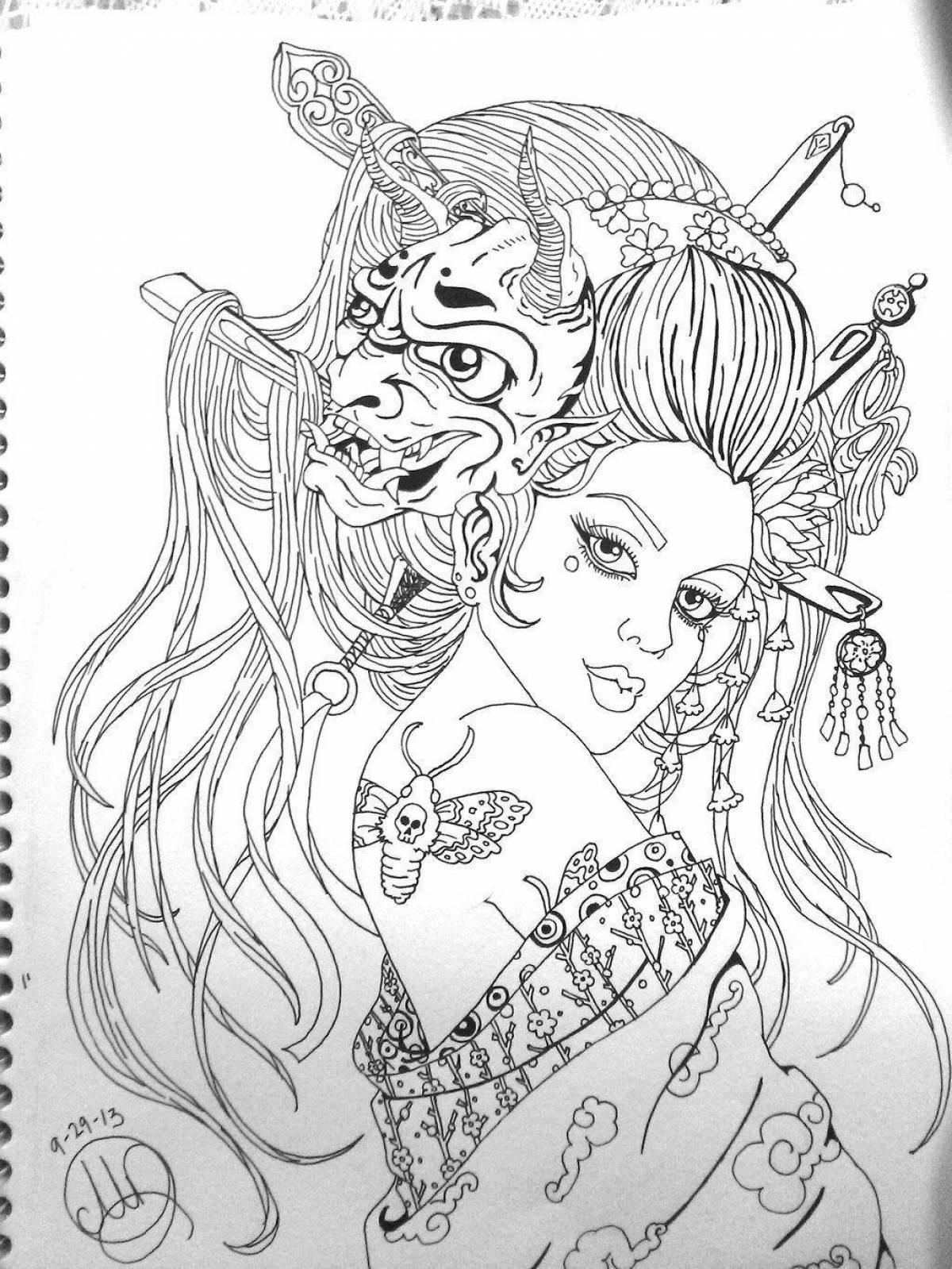 Photo Impressive ancient japan coloring book