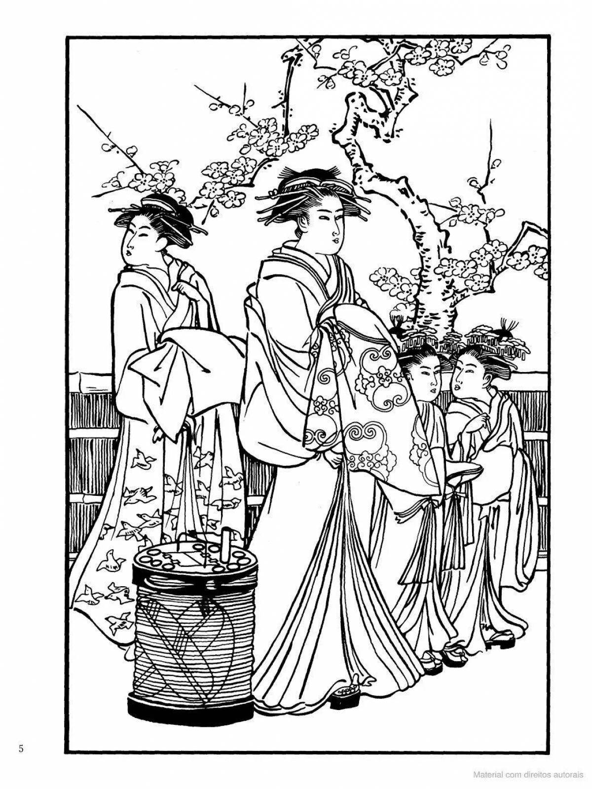 Photo Great ancient japan coloring book