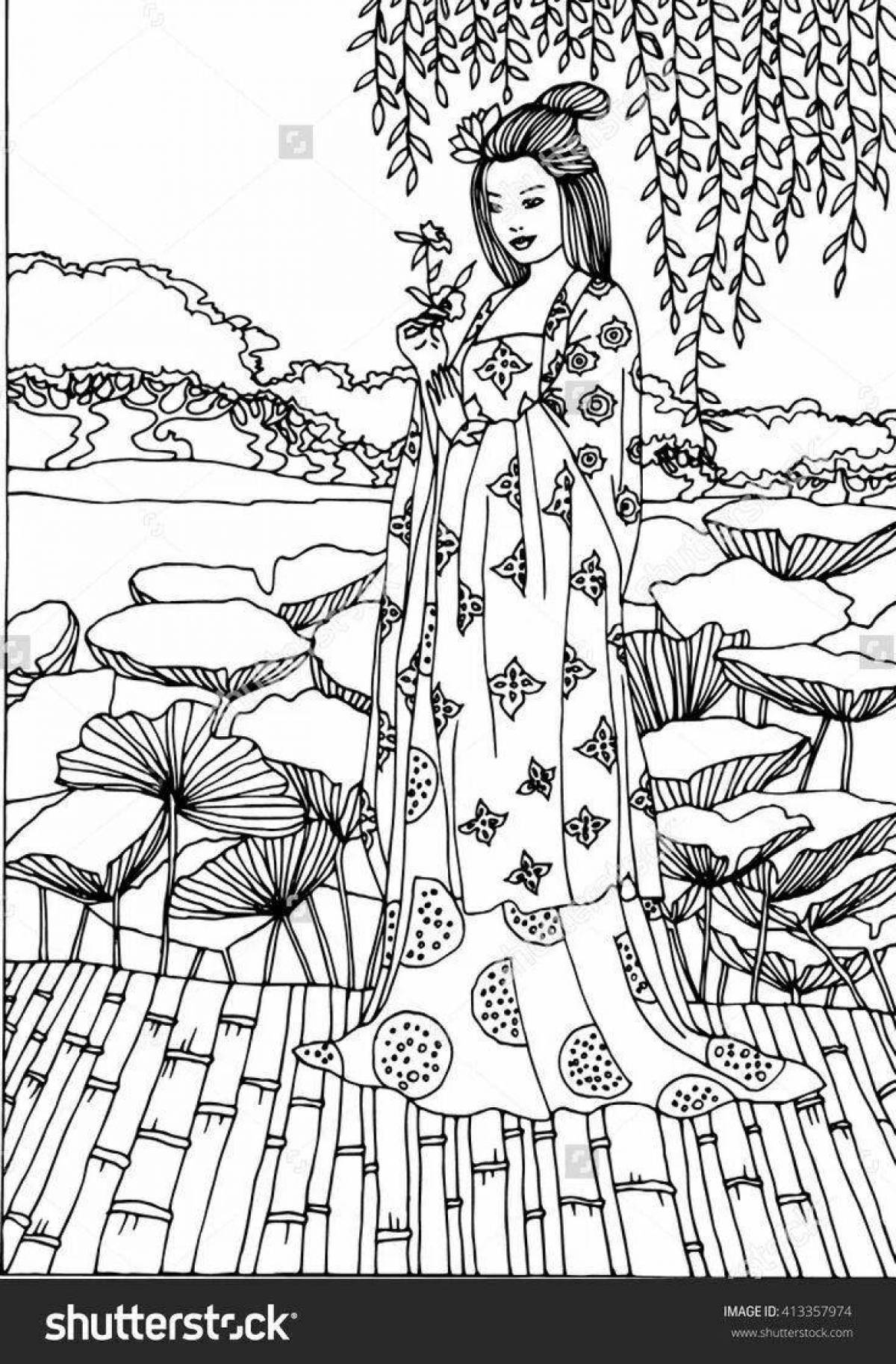 Photo Incredible ancient japan coloring book