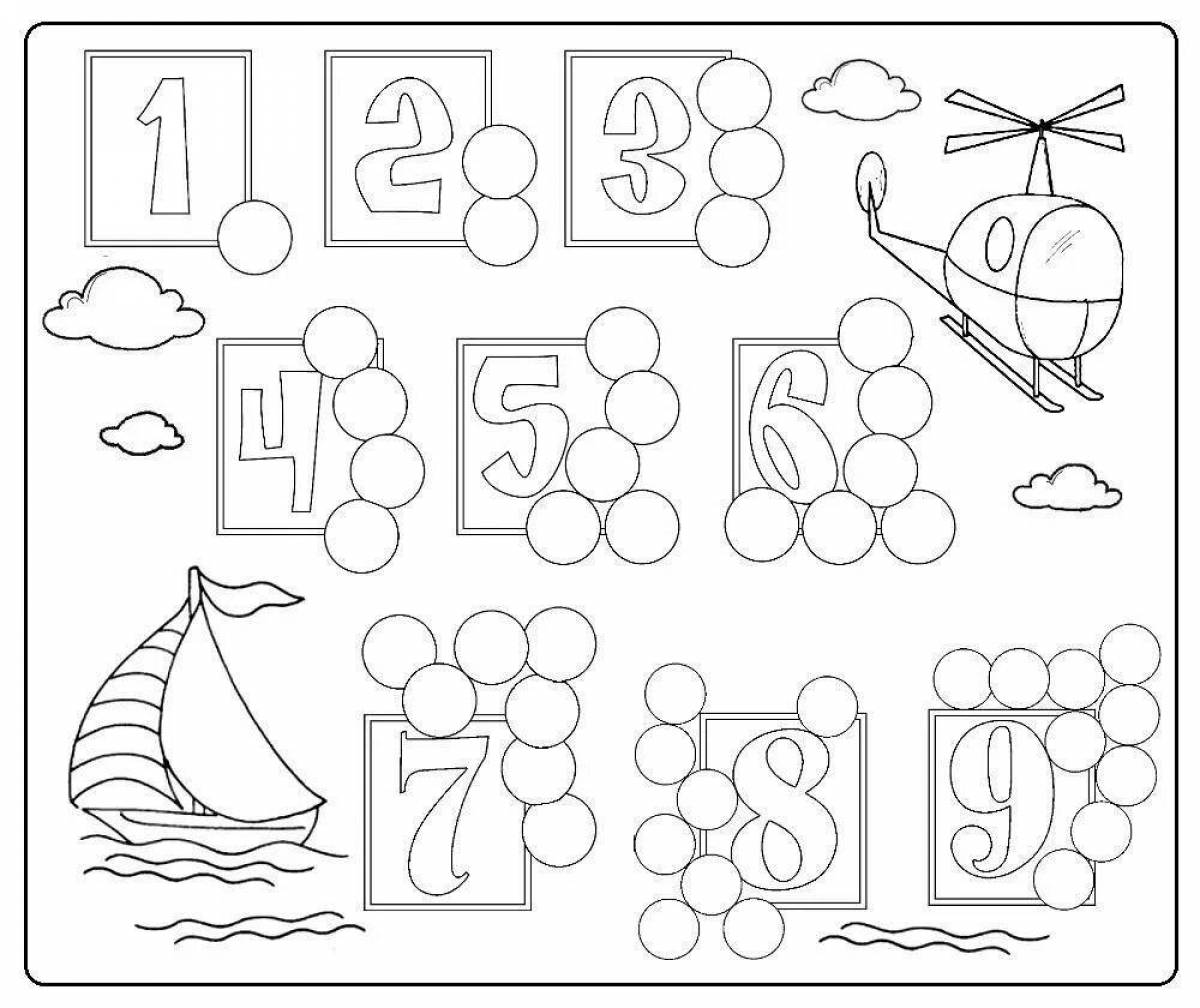 Раскраски цифры от 1 до 10 с картинками распечатать