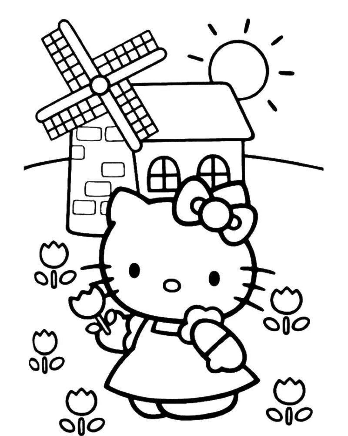 Large hello kitty coloring page