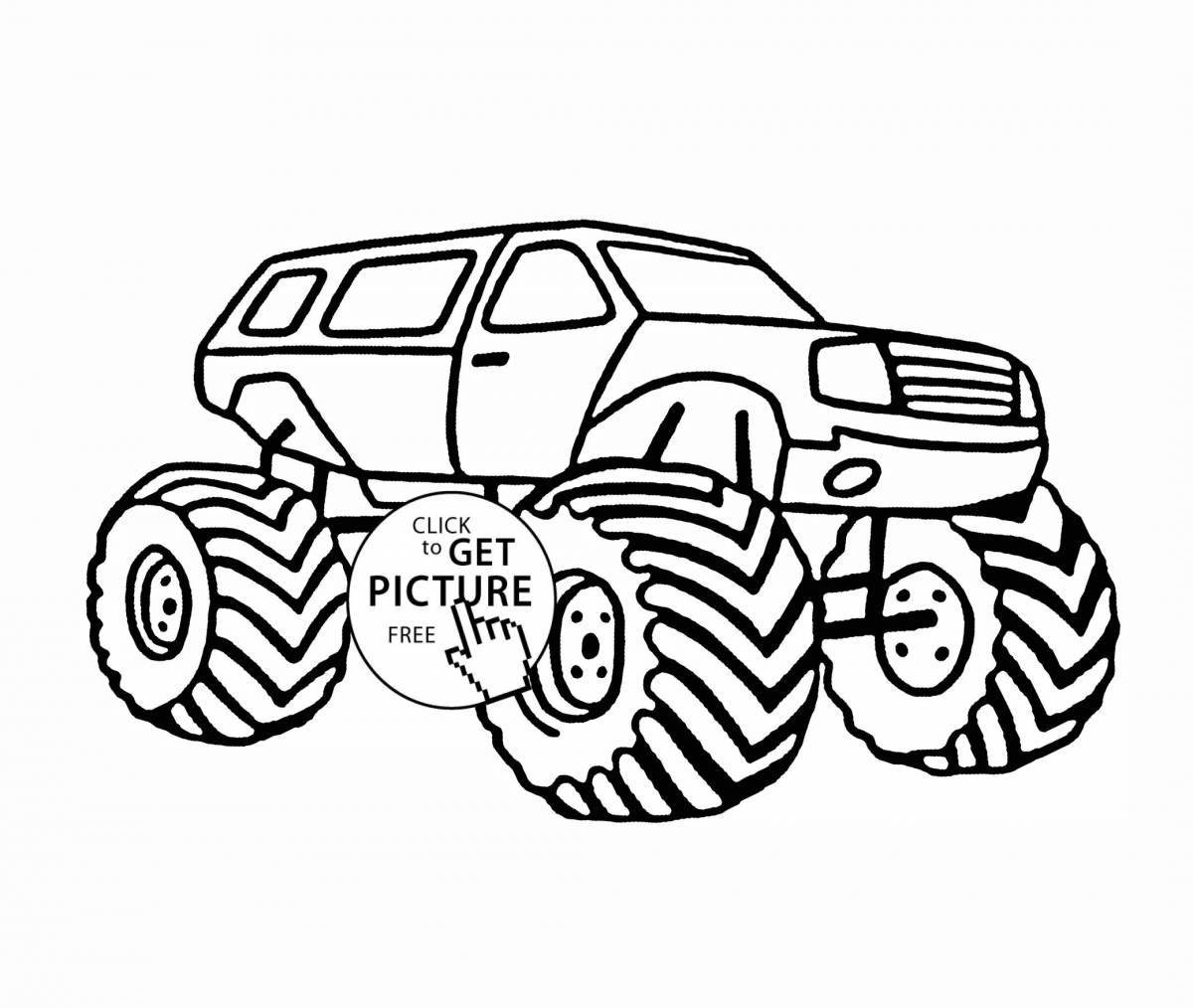Fire monster truck grandiose coloring page