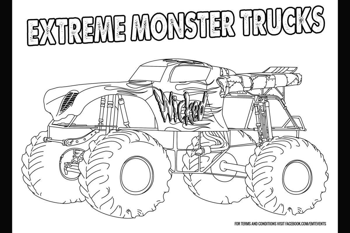 Attractive coloring fire monster truck