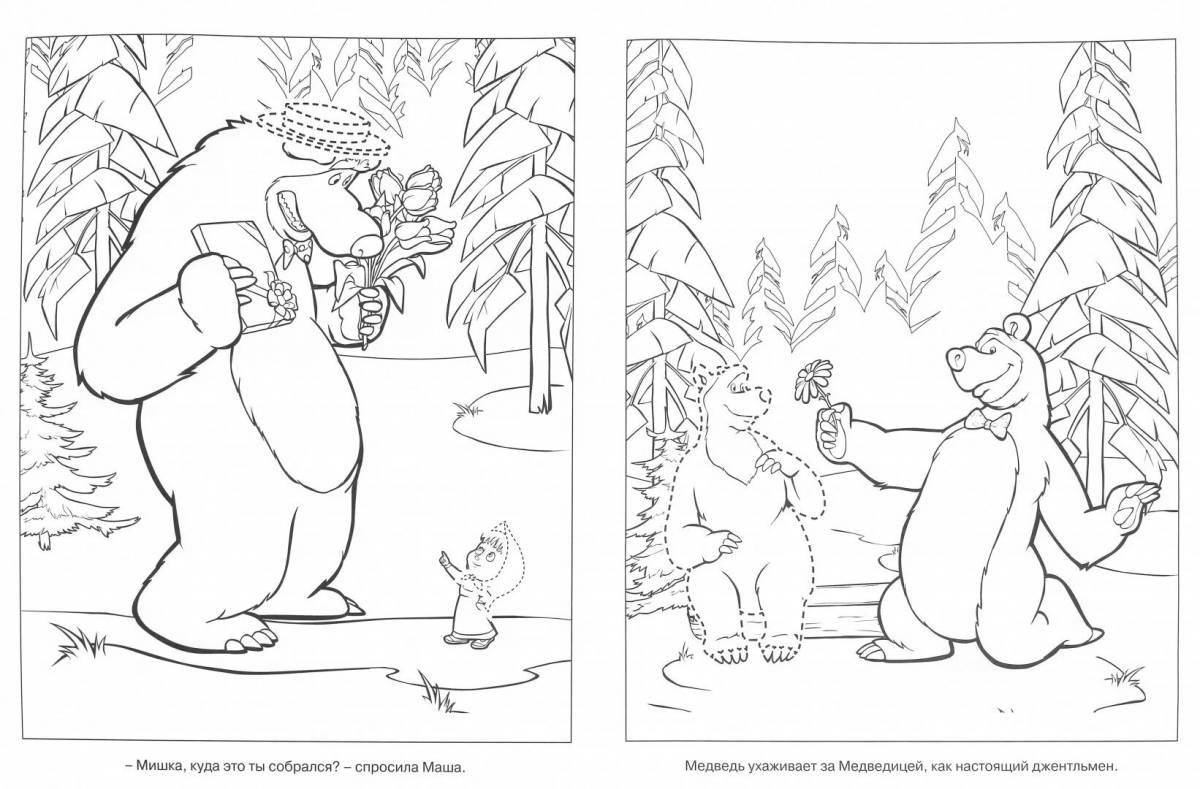 Coloring page happy Masha and the bear