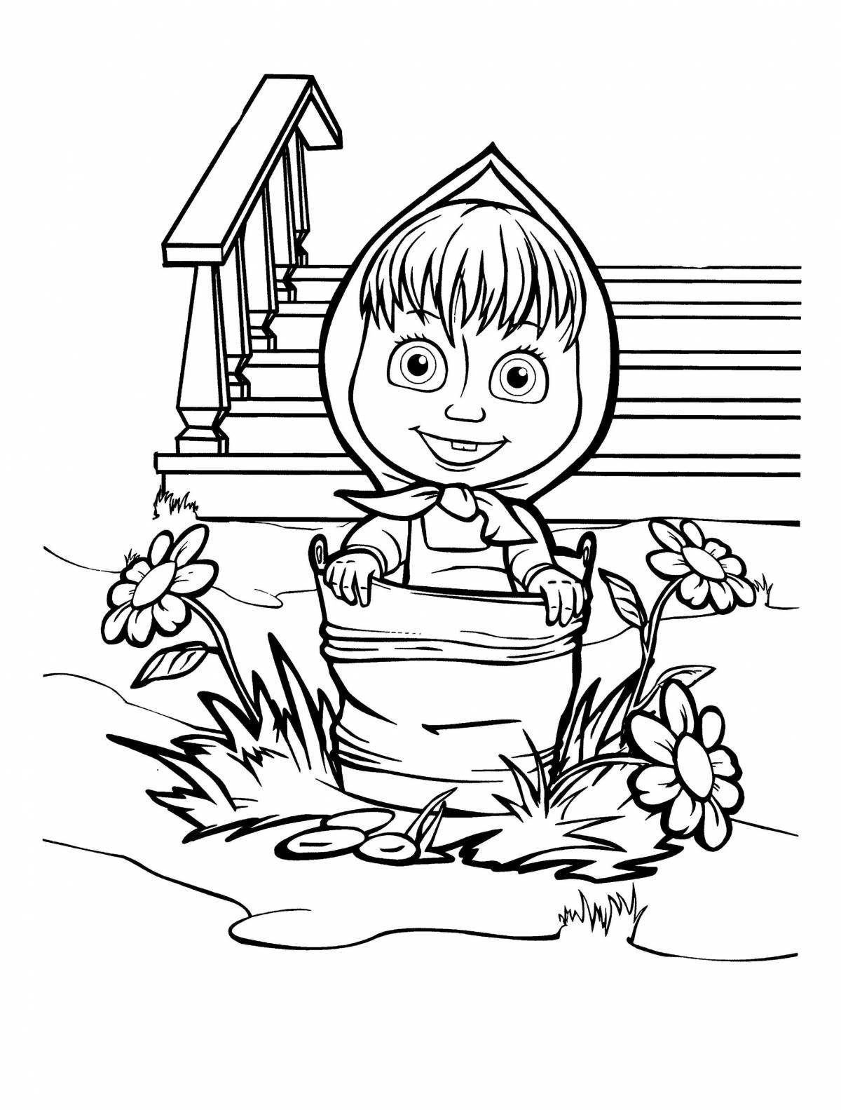 Coloring page charming Masha and the bear