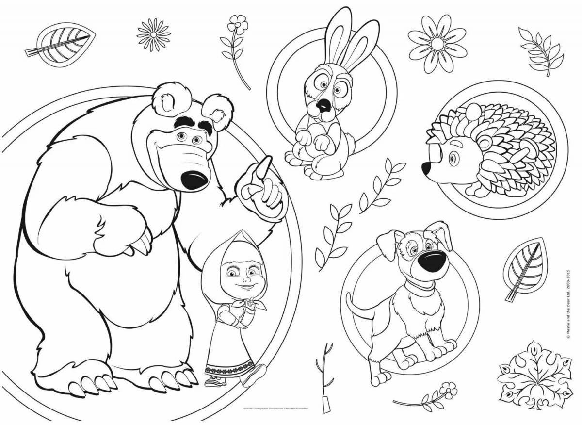 Cute masha and the bear coloring book