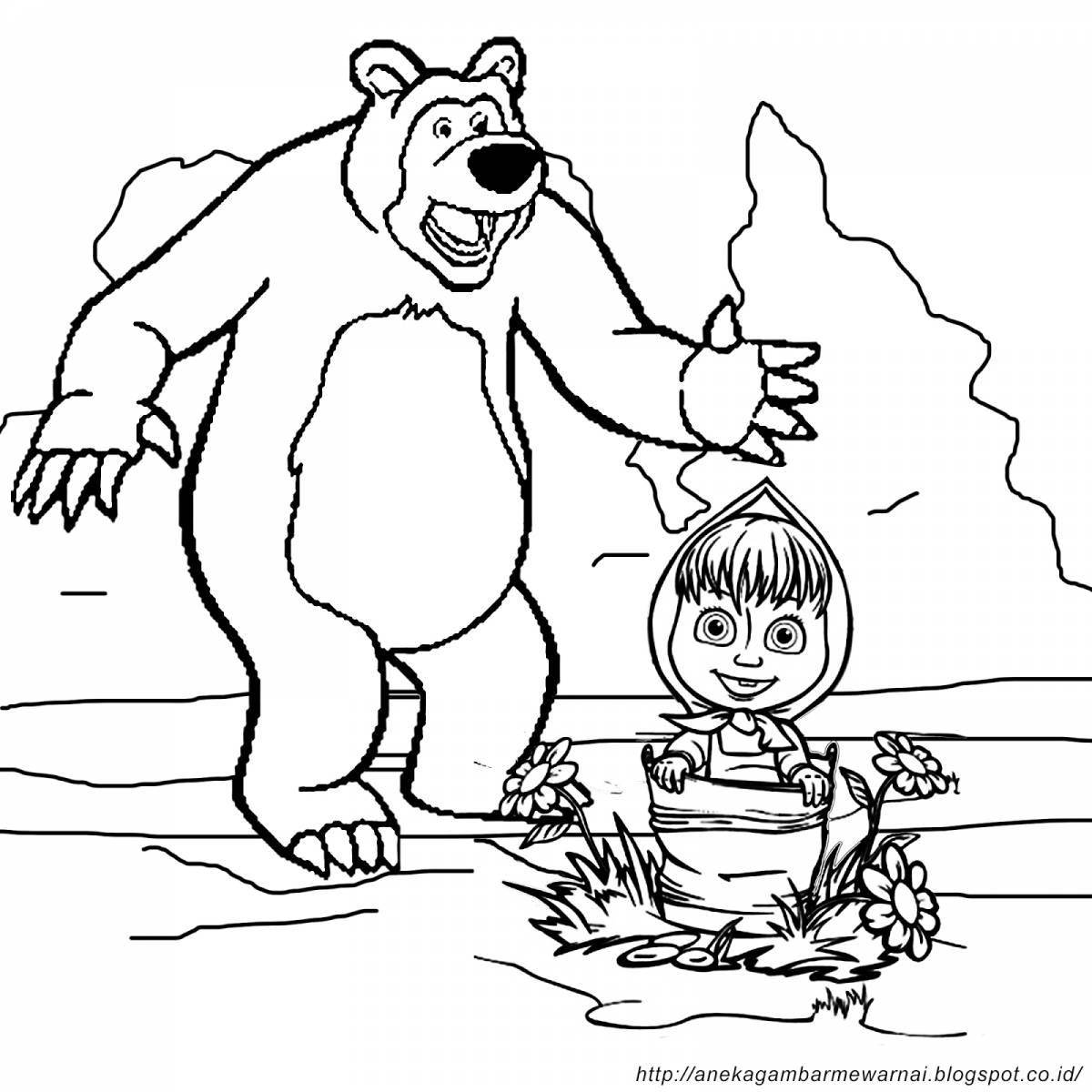 Анимированная раскраска маша и медведь