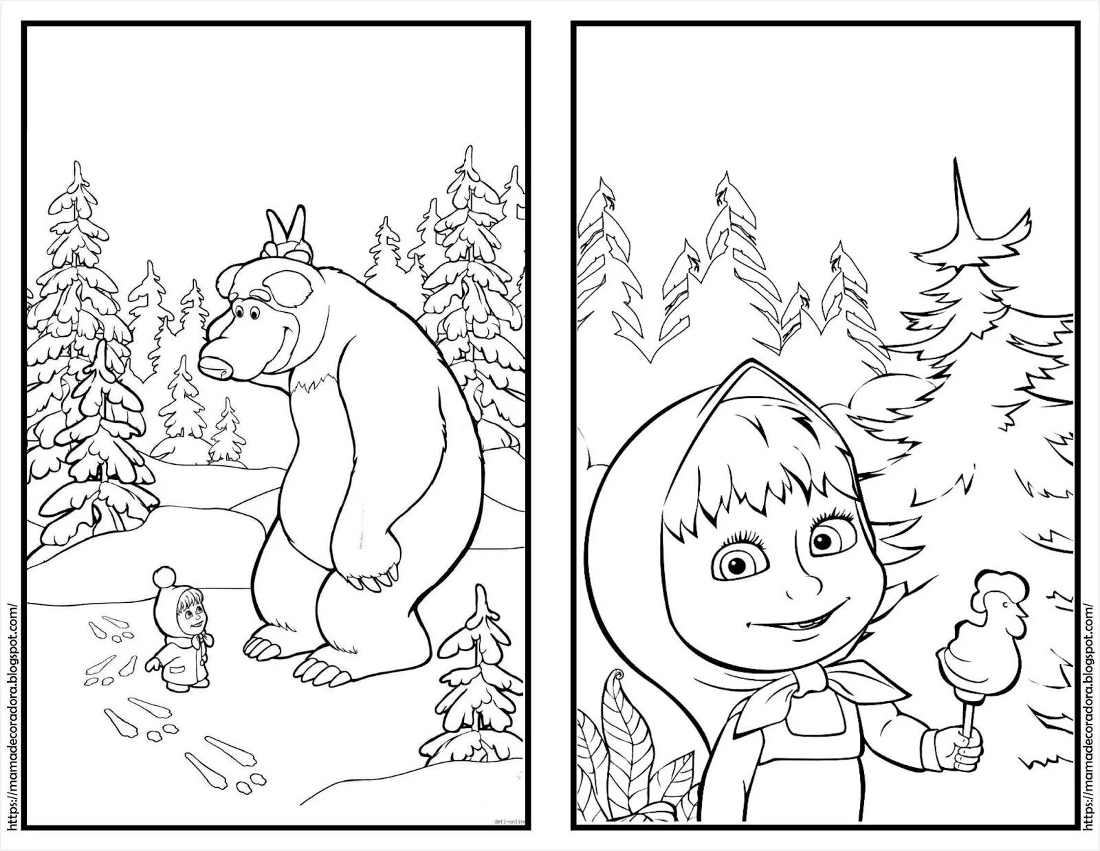 Dazzling masha and the bear coloring book