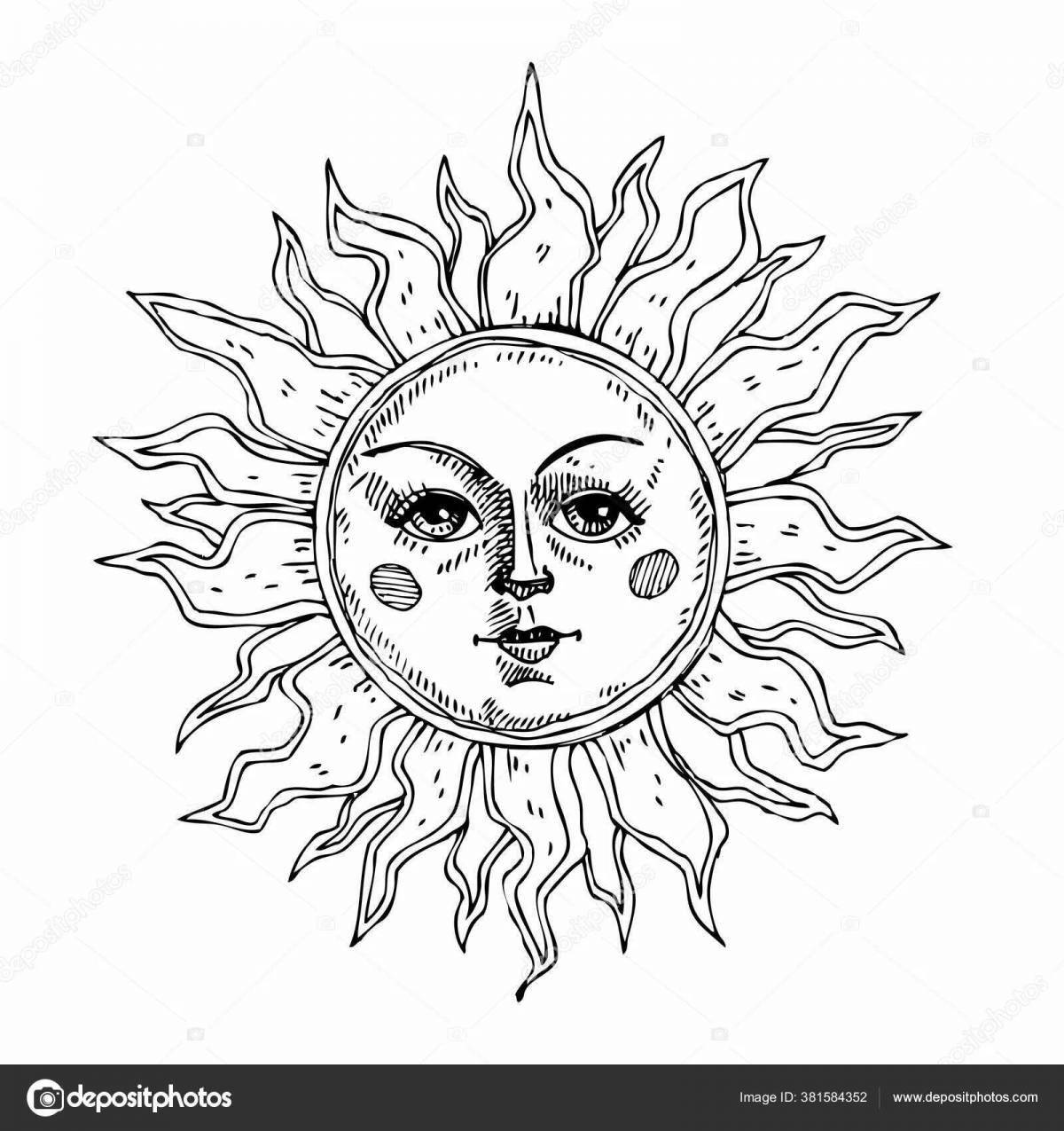 Славянское солнце и Луна тату эскиз