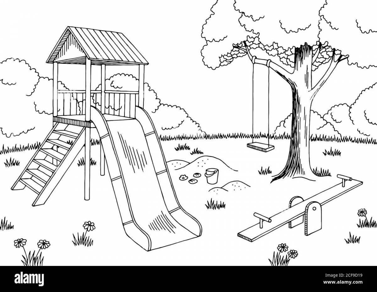 Charming yard coloring for kids
