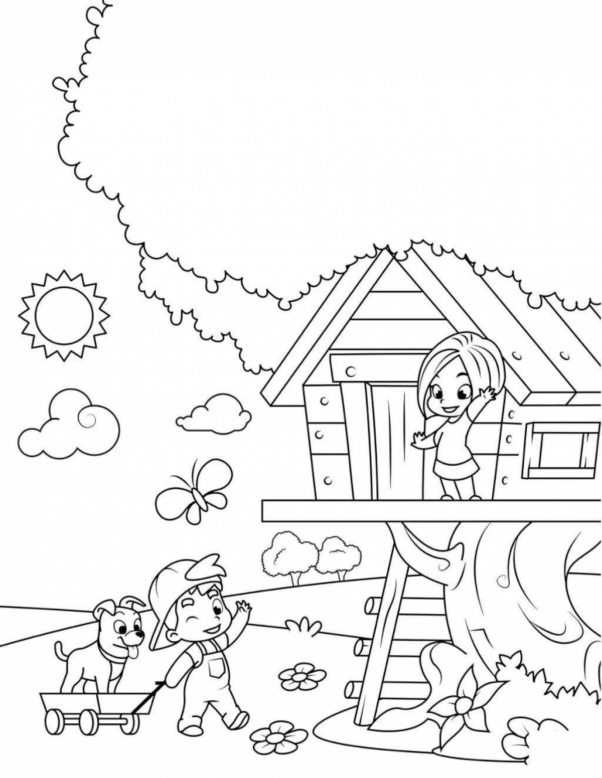 Glorious yard coloring pages for kids