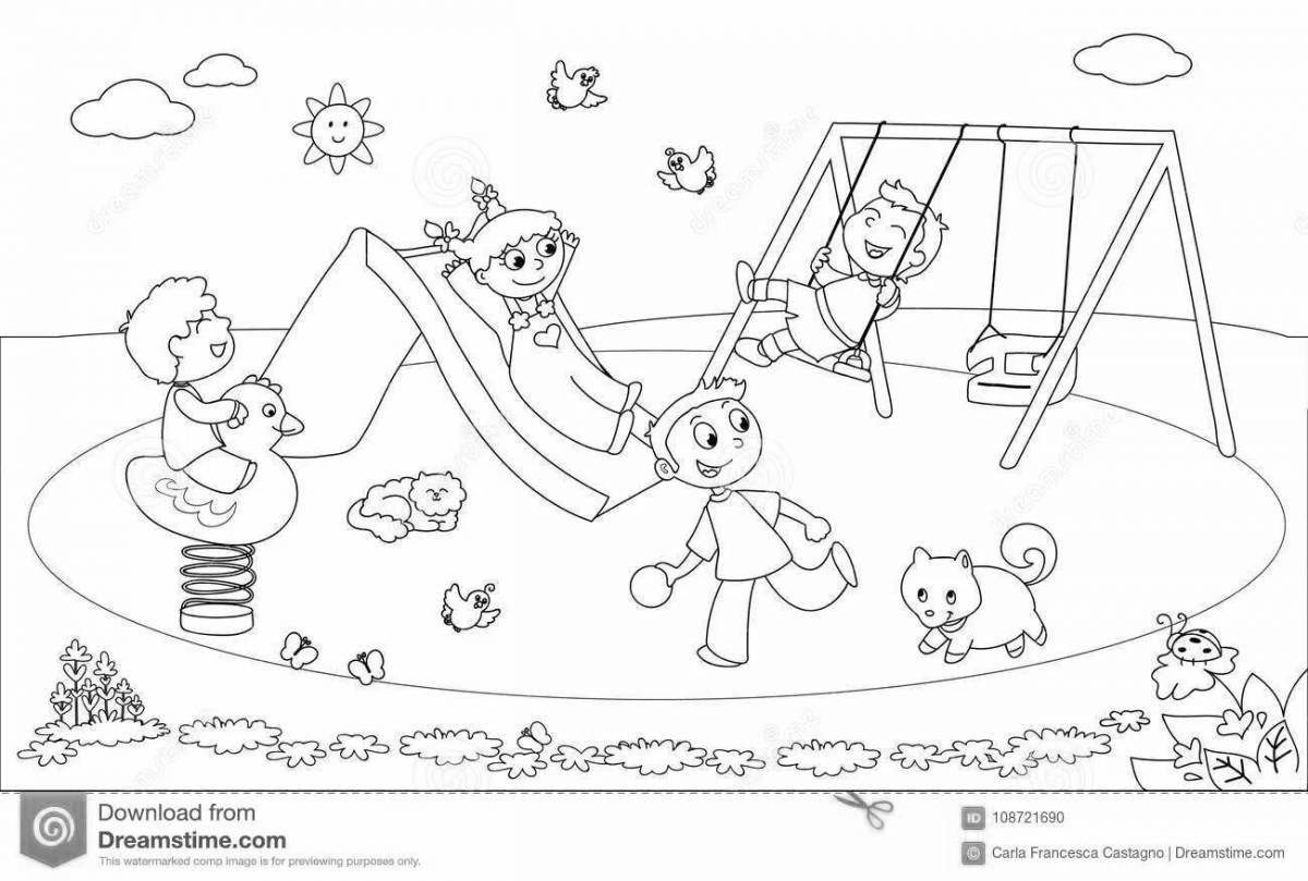 Colorful-crazy yard coloring for kids
