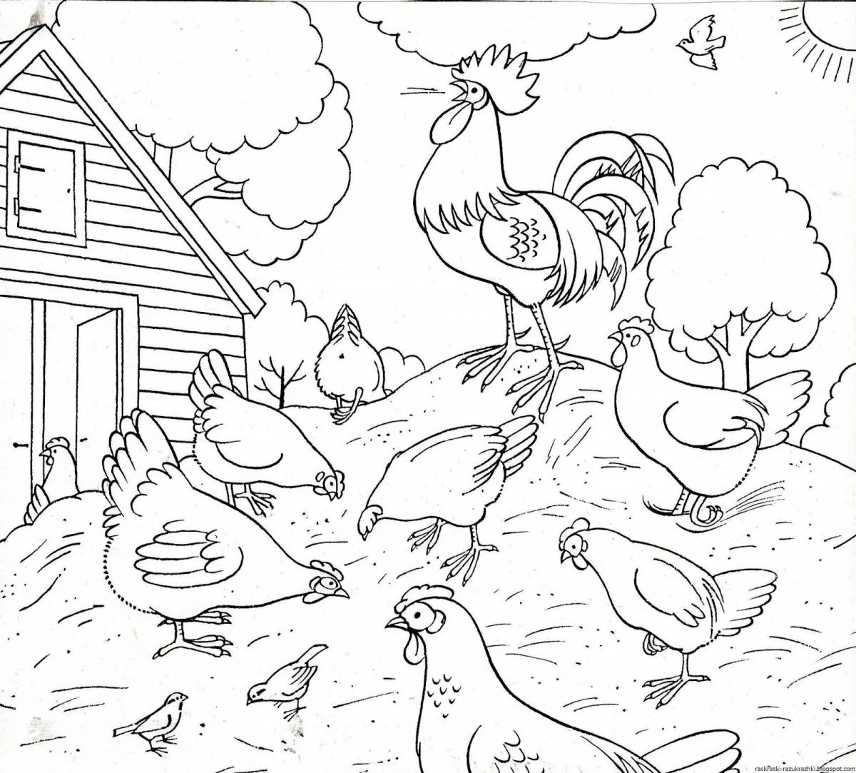 Colorful and charming yard coloring book for kids
