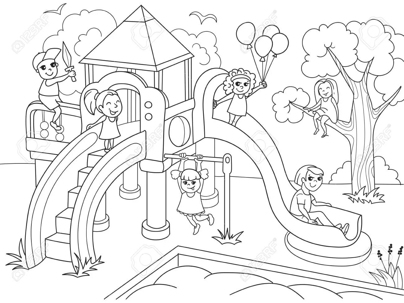 Colorful-nice coloring yard for children
