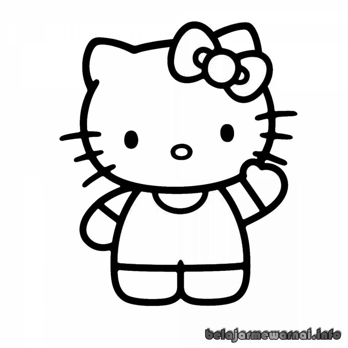 Playful hello kitty coloring page