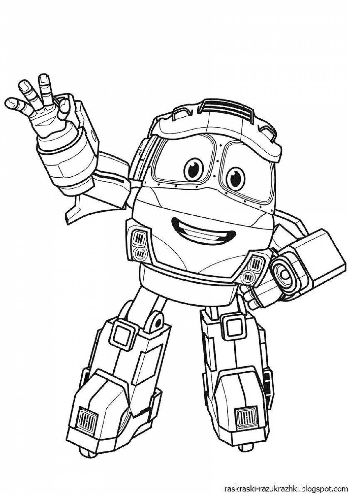 Coloring page happy tobots for kids