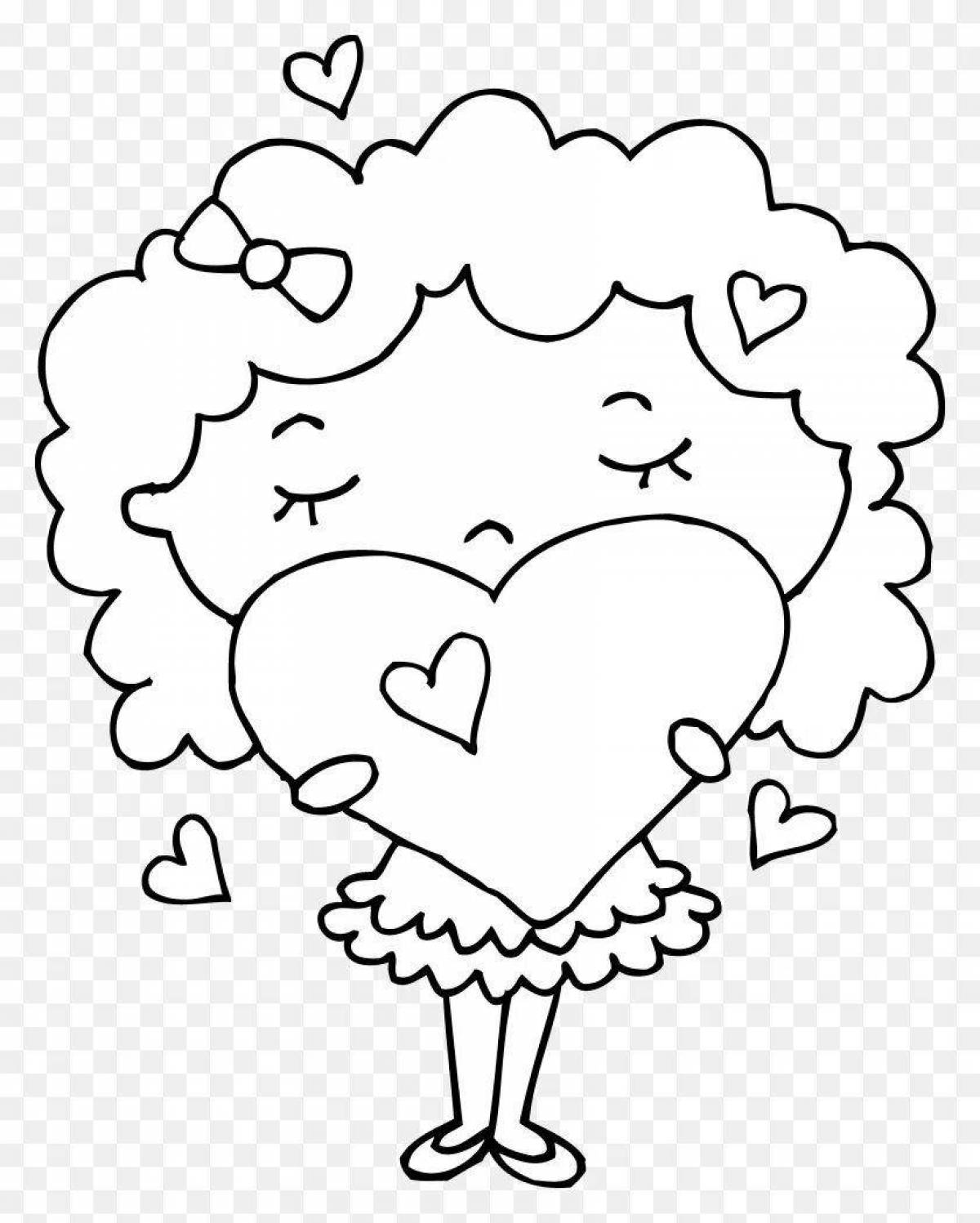 Adorable heart and star coloring page