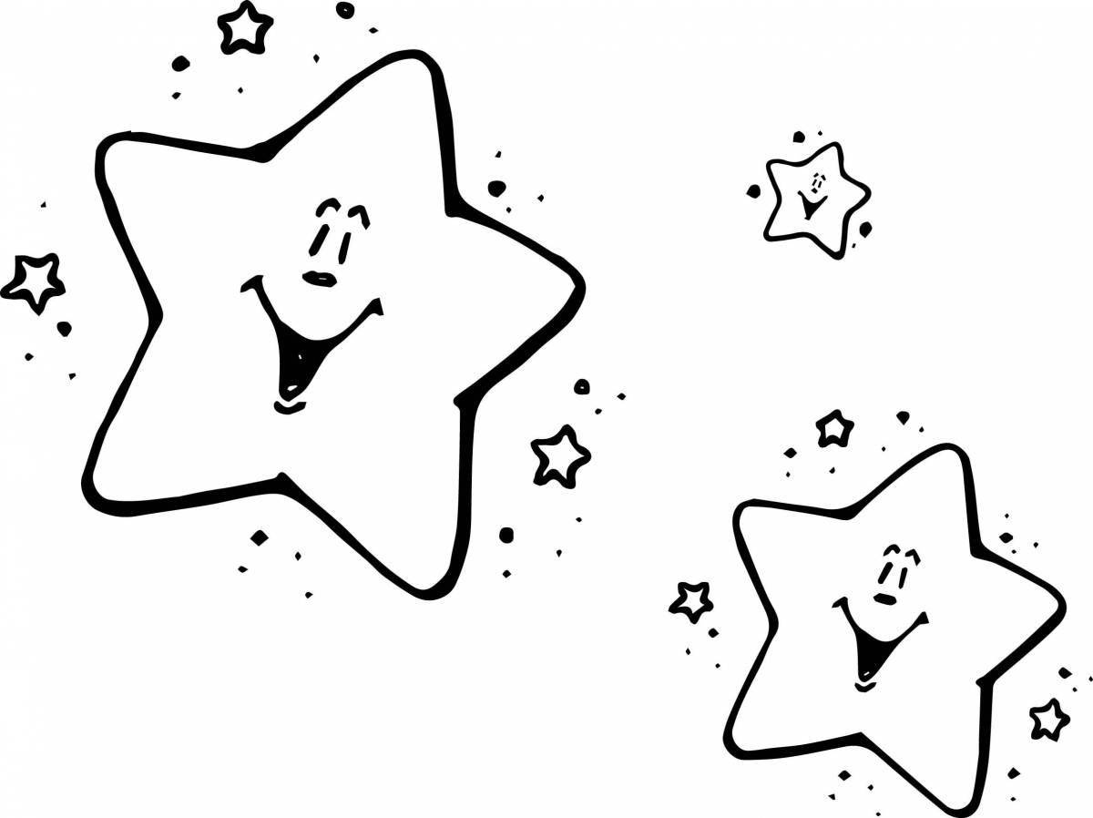 Coloring page cheerful heart and star