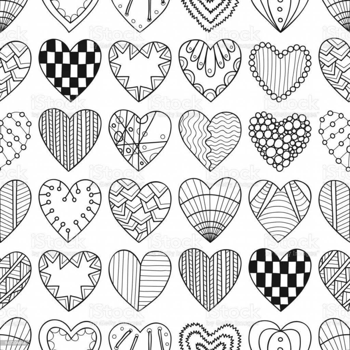 Flowering heart and star coloring page