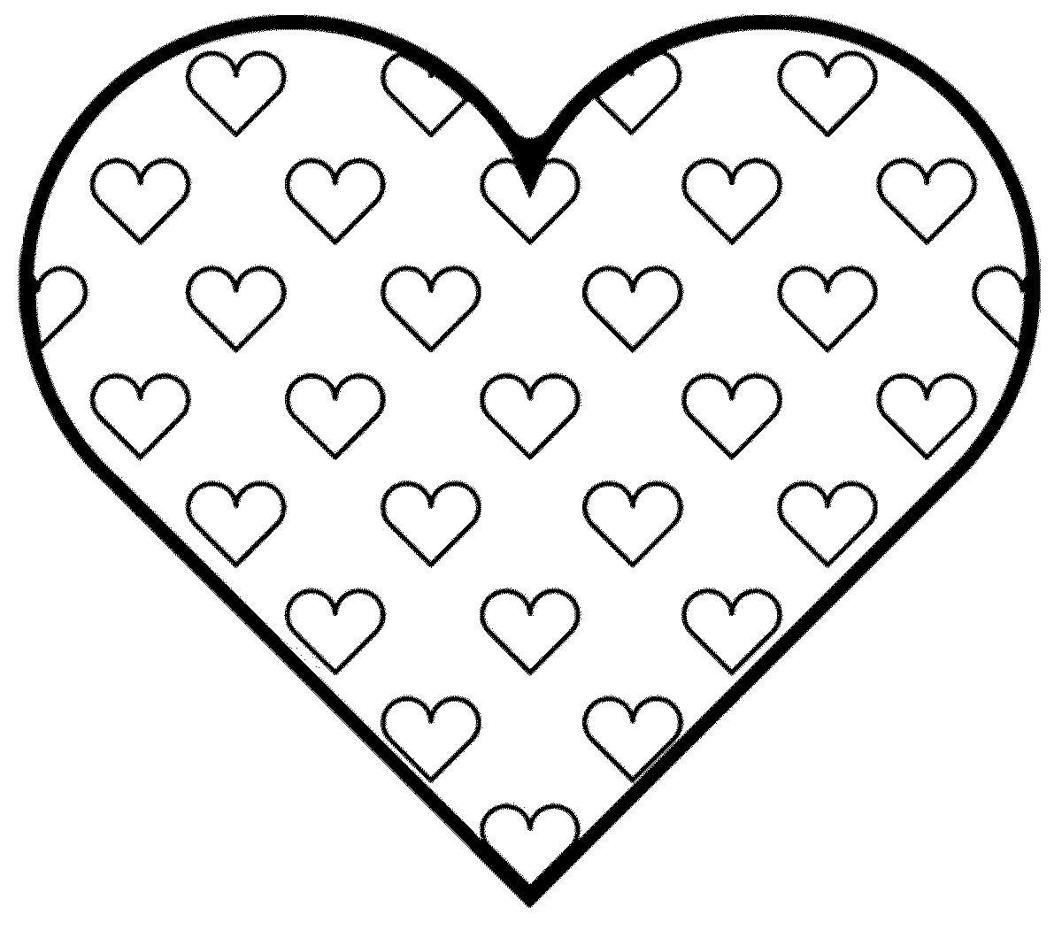 Glittering heart and star coloring page