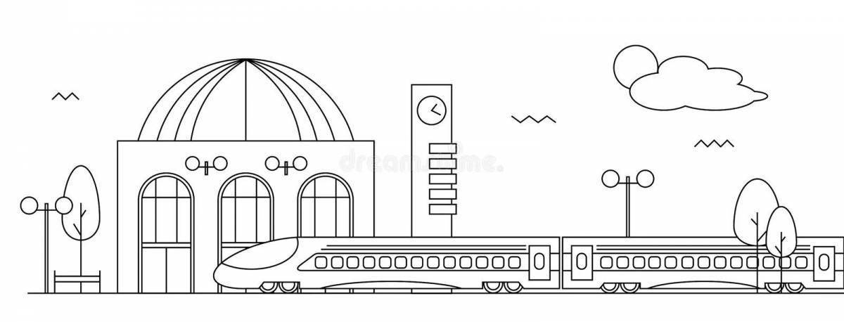 Вокзал рисунок для детей карандашом