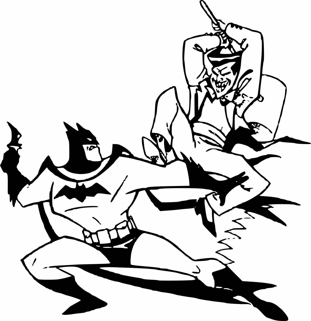 Бэтмен против Джокера раскраска