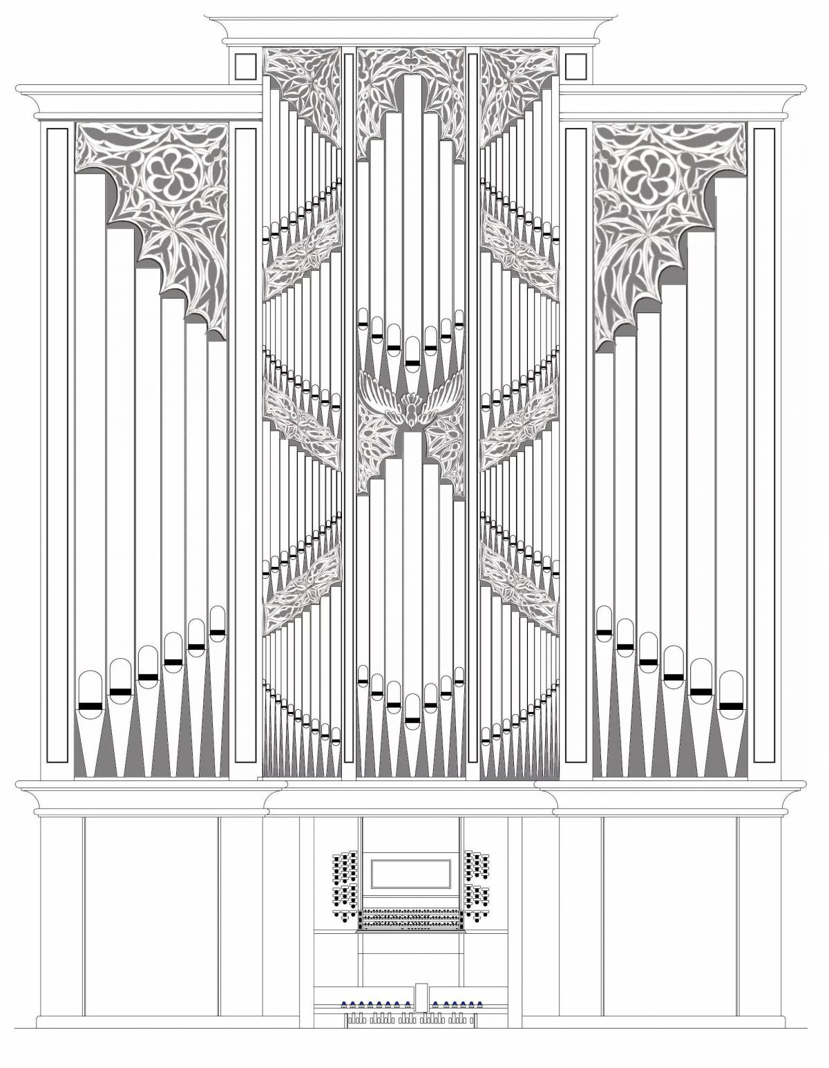 Орган музыкальный инструмент рисунок карандашом