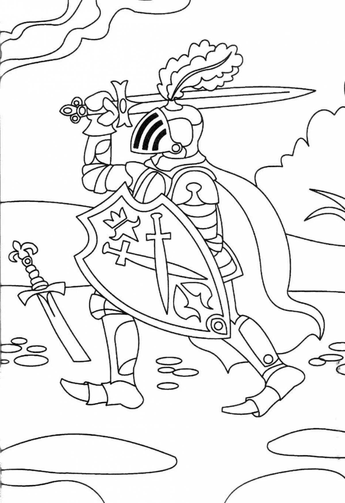 Glorious coloring book for knight boys