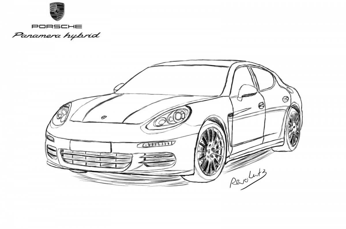 Colourful porsche coloring for boys