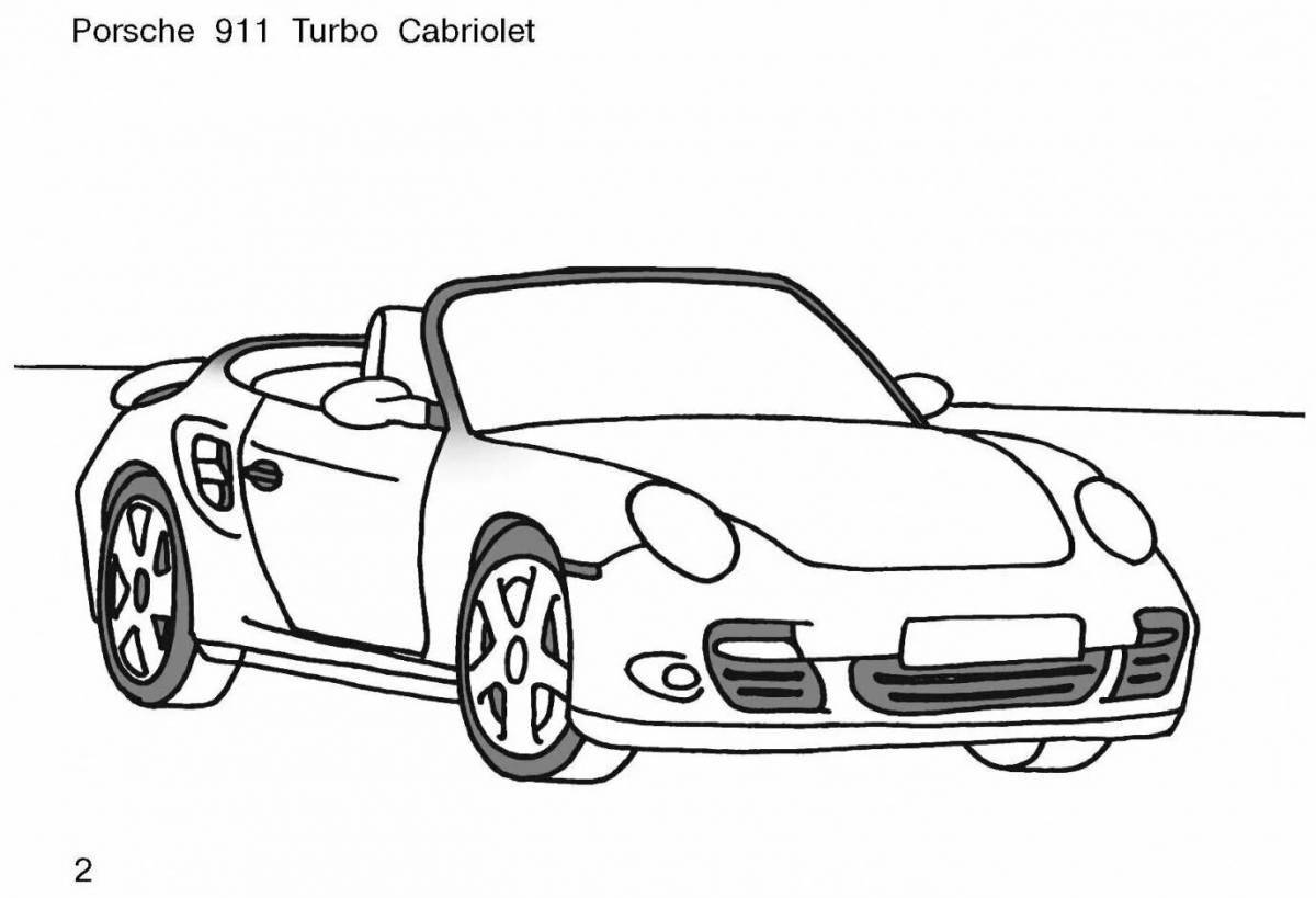 Разноцветная раскраска porsche для мальчиков