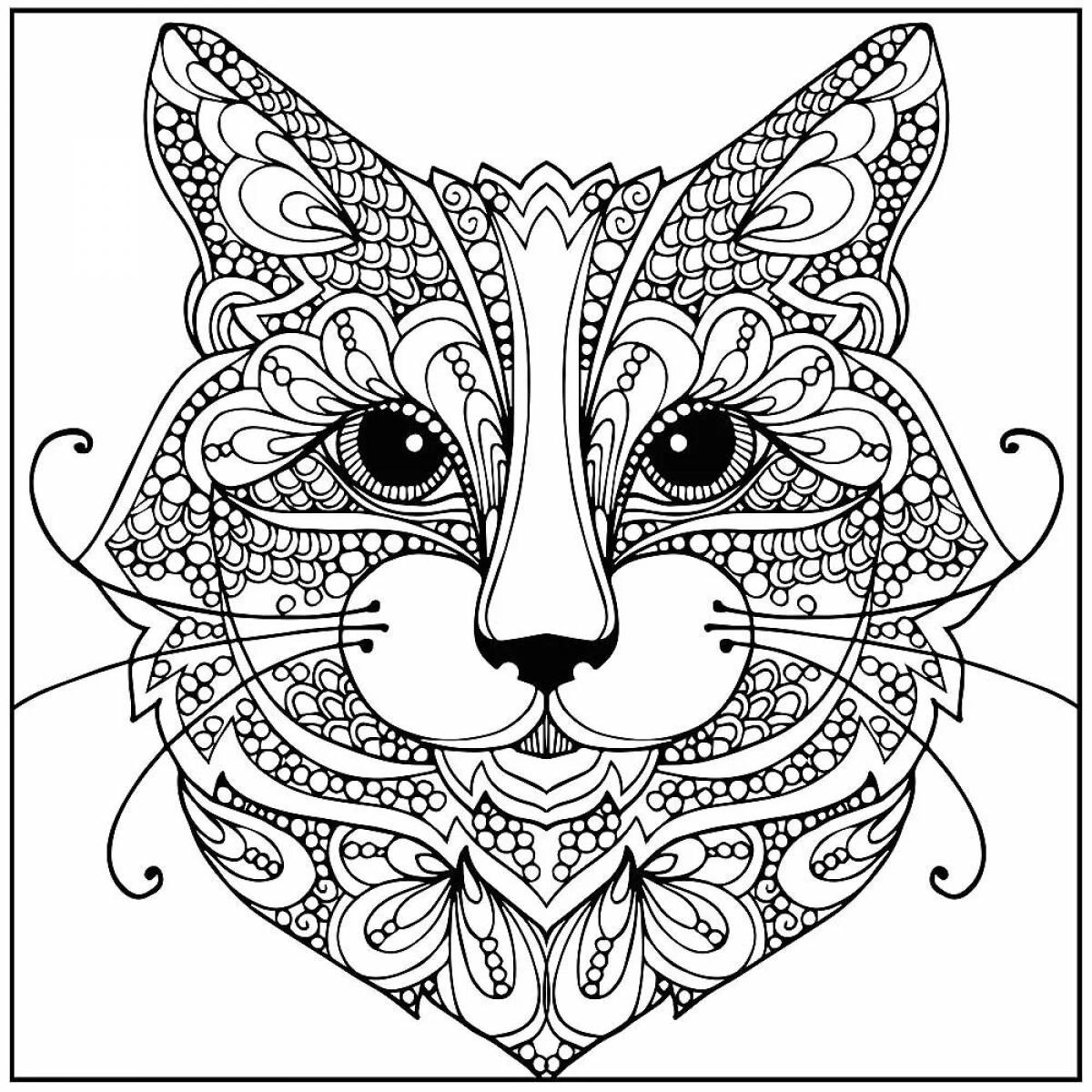 Coloring book mystical anti-stress complex of animals
