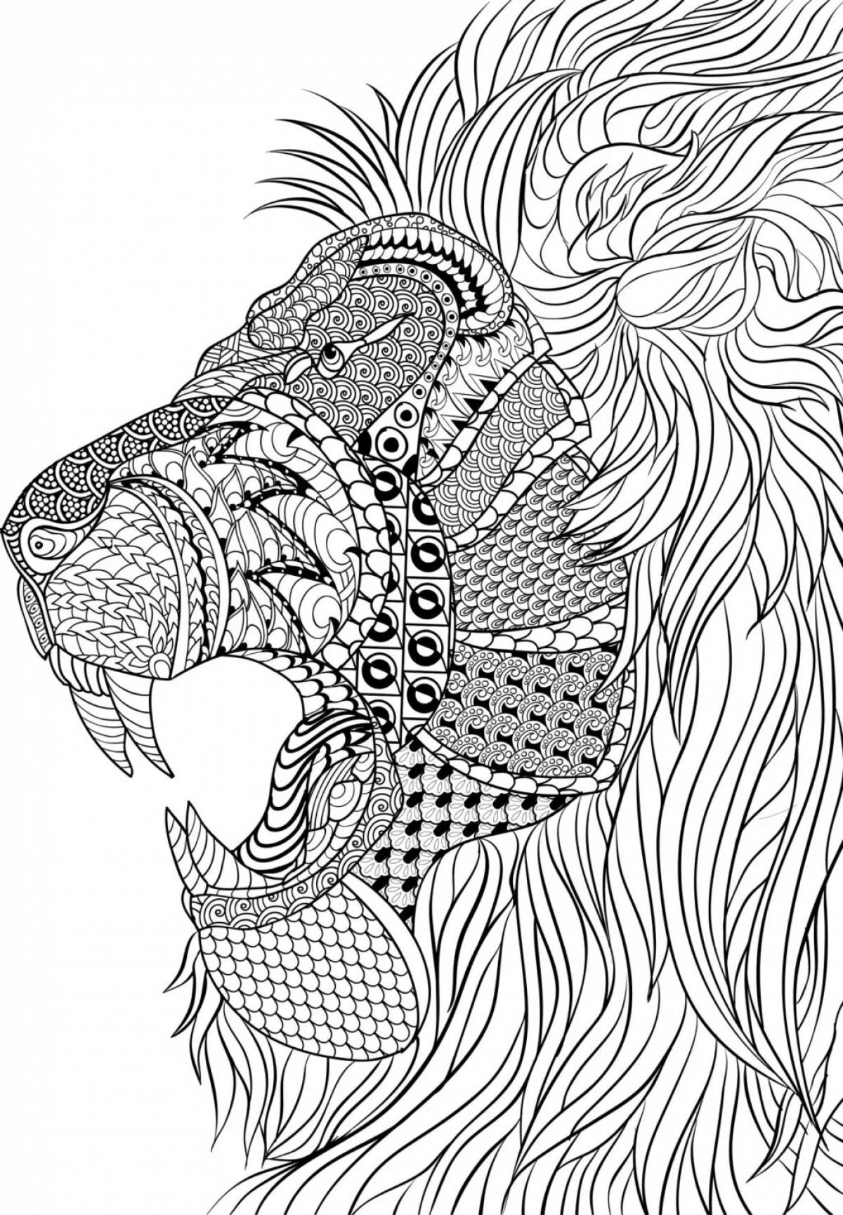 Coloring book elegant anti-stress animal complex