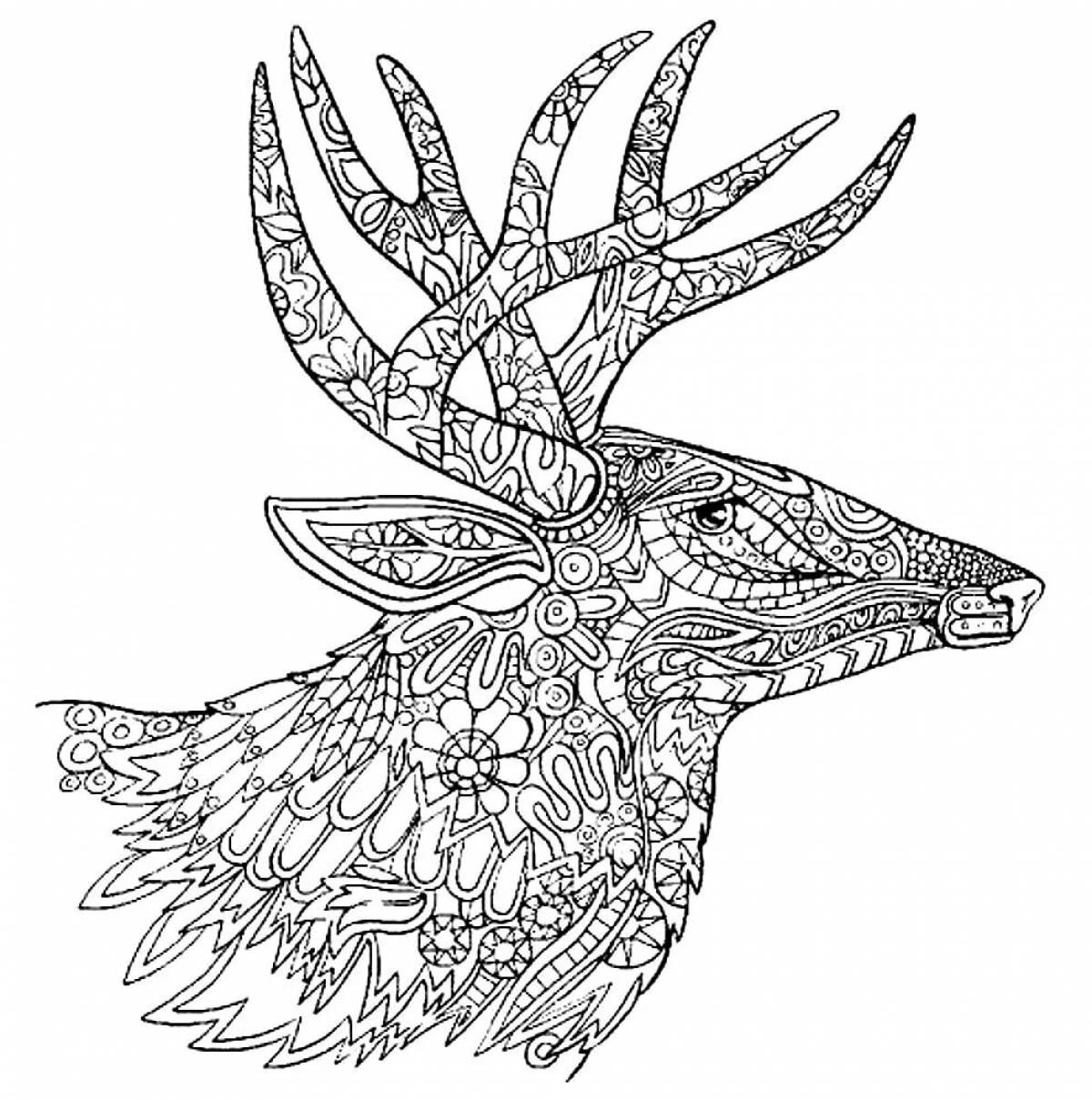 Coloring page blissful antistress animal complex