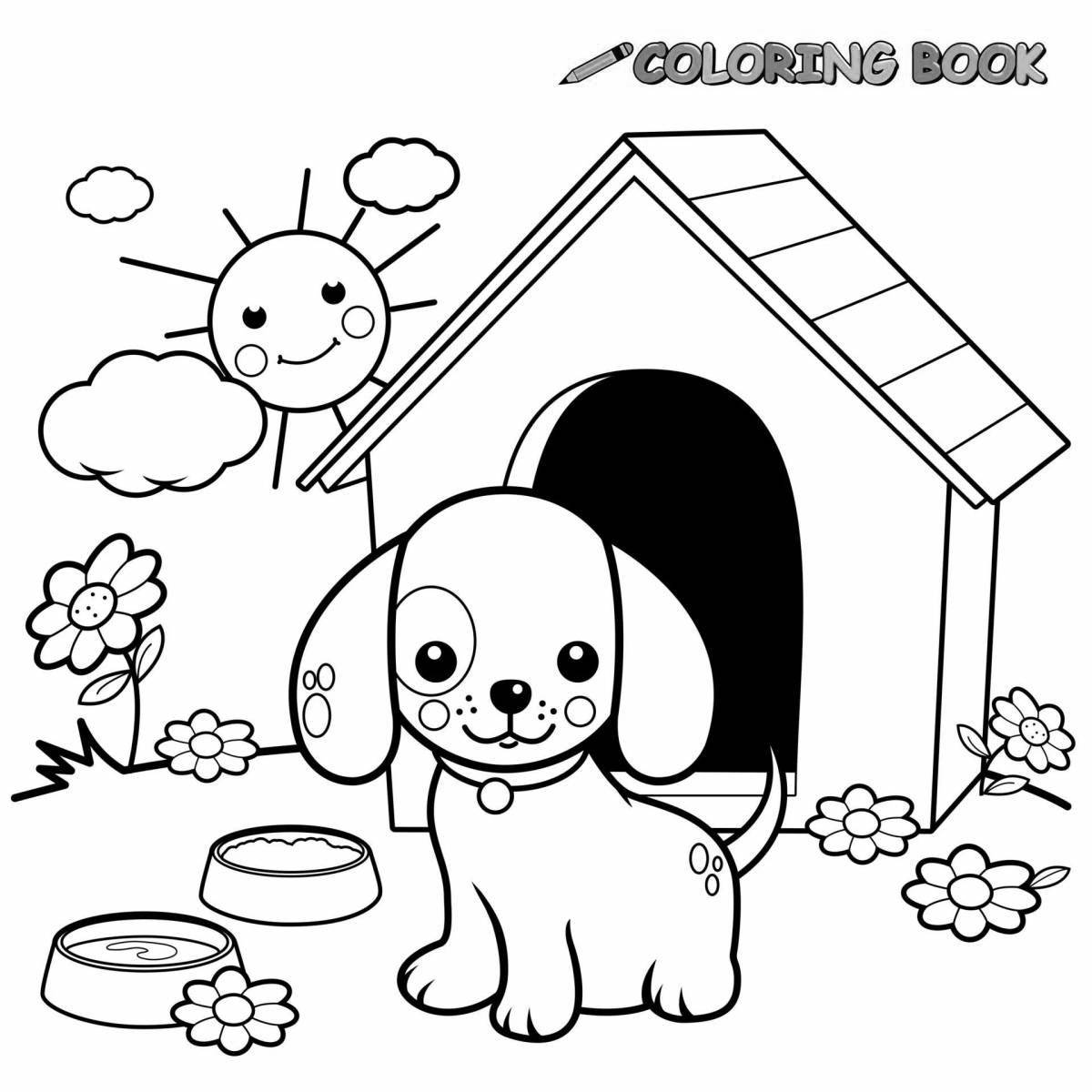 Раскраска счастливая собачья будка