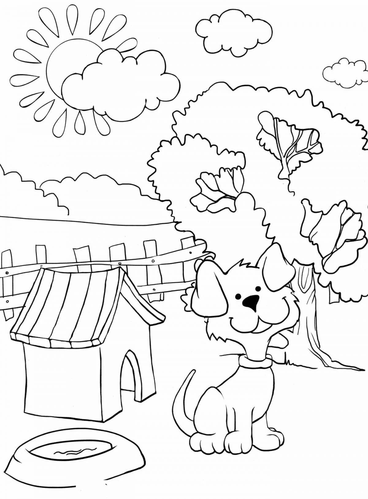 Inviting doghouse coloring page