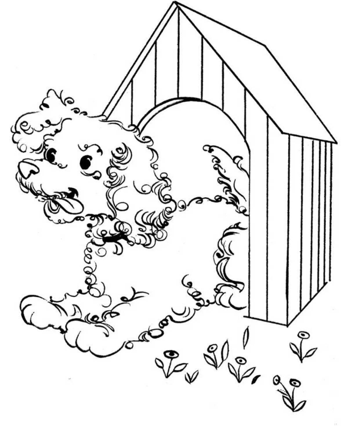 Coloring page cute doghouse