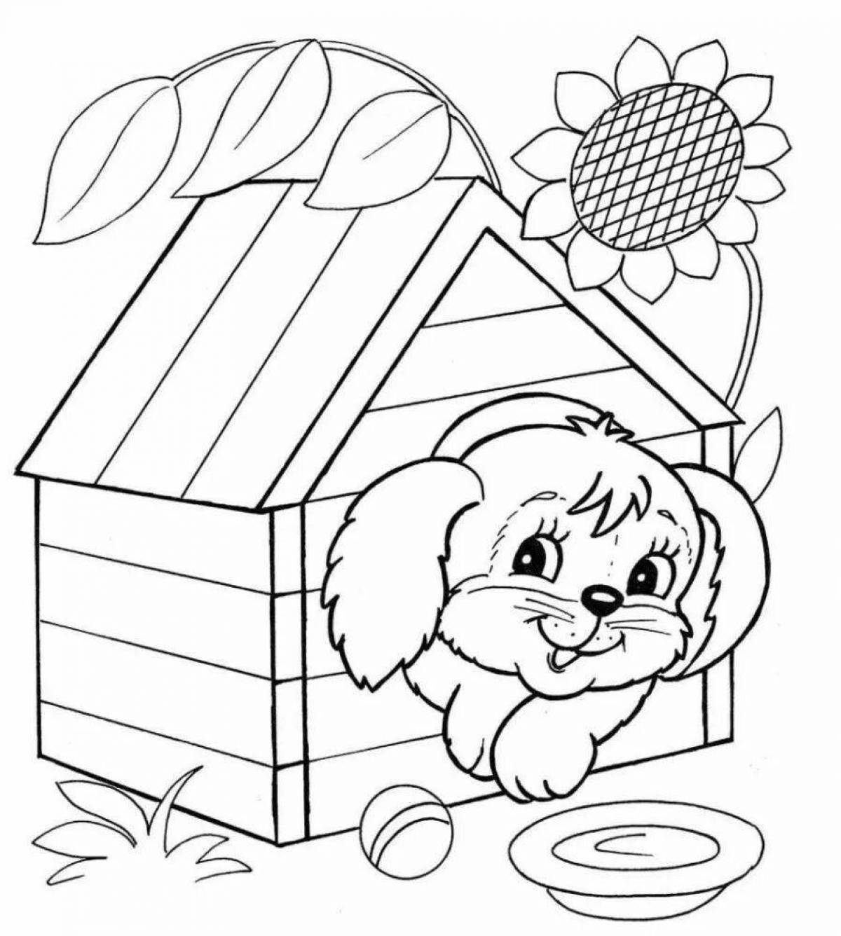 Coloring page magic dog house