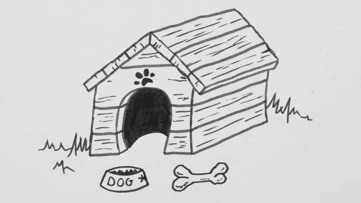 Coloring page playful dog house